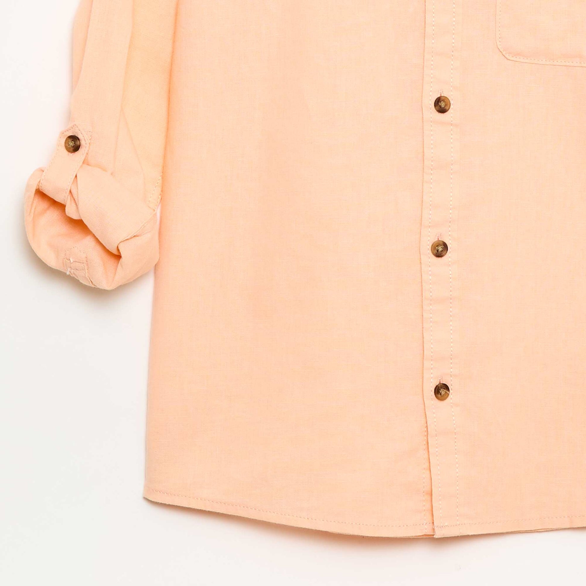 Chemise à manches longues en lin et coton ORANGE