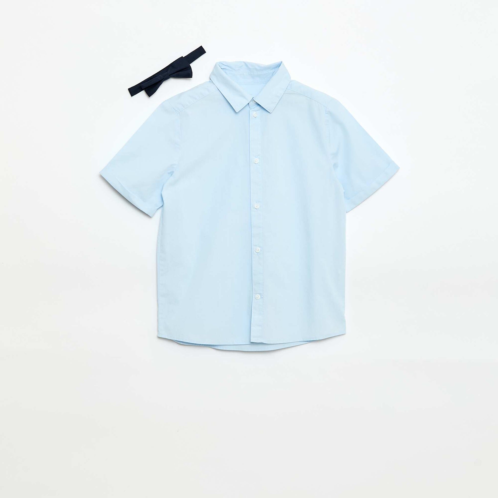 Chemise en popeline avec nœud papillon BLEU