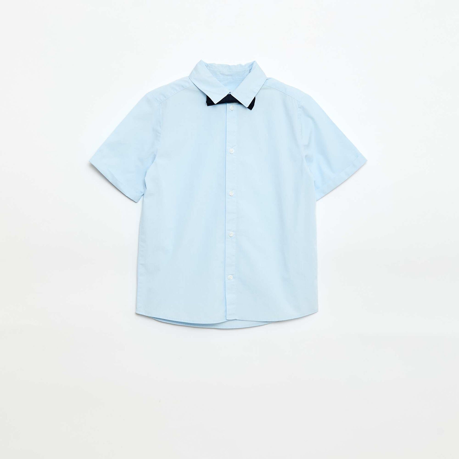 Chemise en popeline avec nœud papillon BLEU