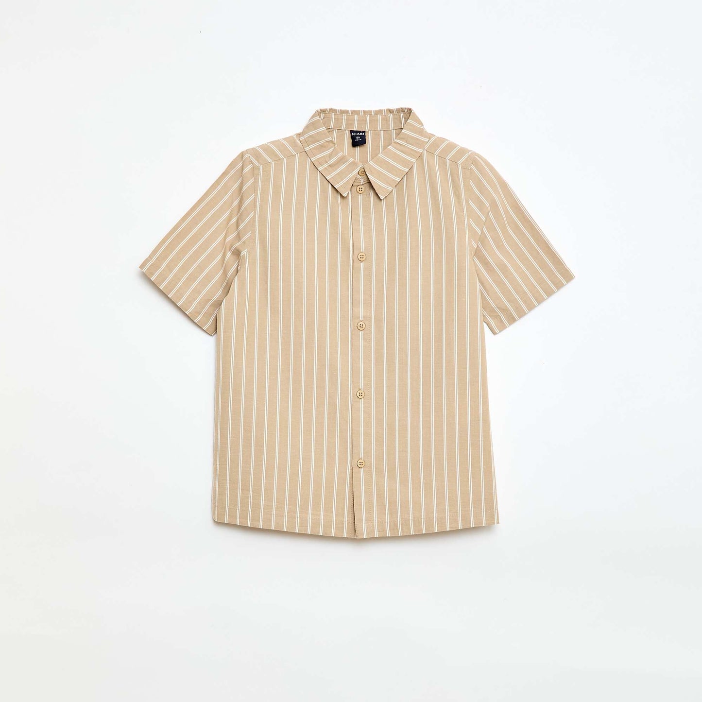 Chemise à rayures manches courtes en coton BEIGE