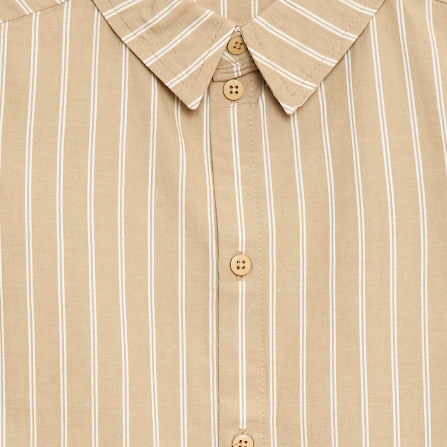 Chemise à rayures manches courtes en coton BEIGE