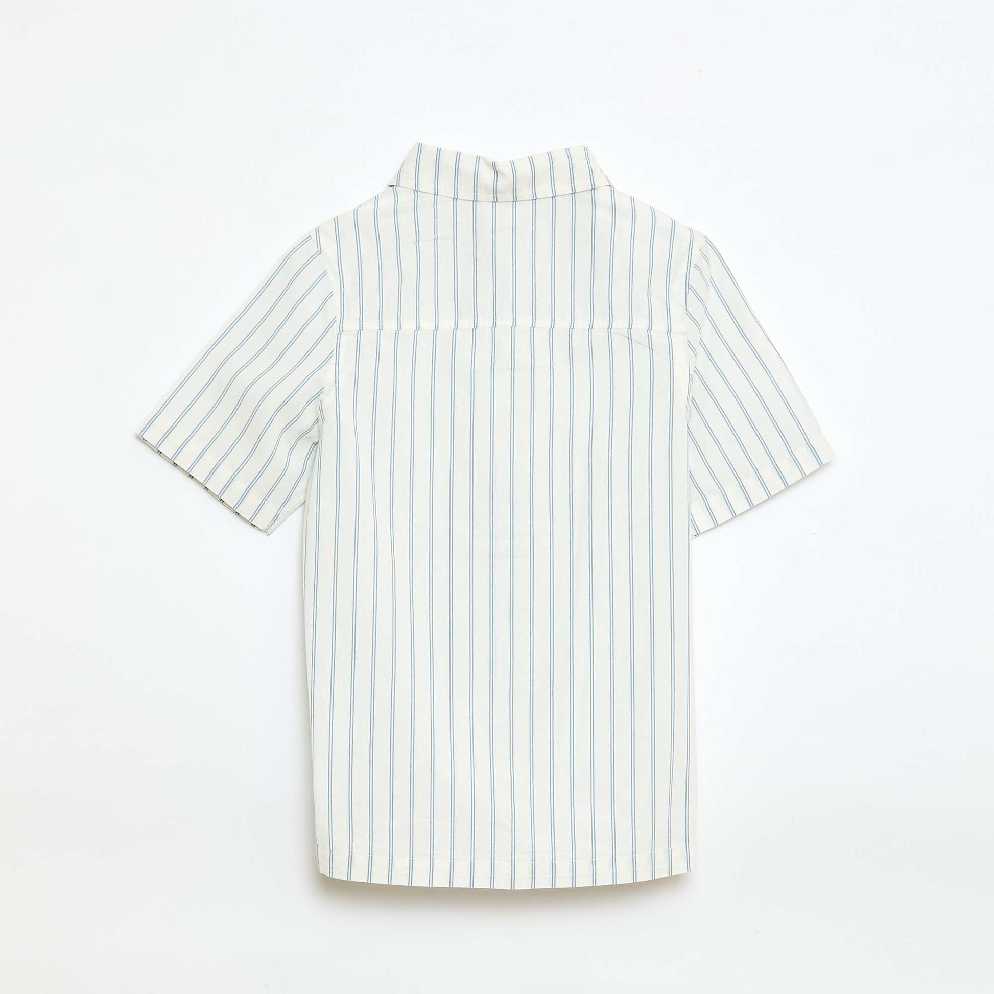 Chemise à rayures manches courtes en coton BEIGE