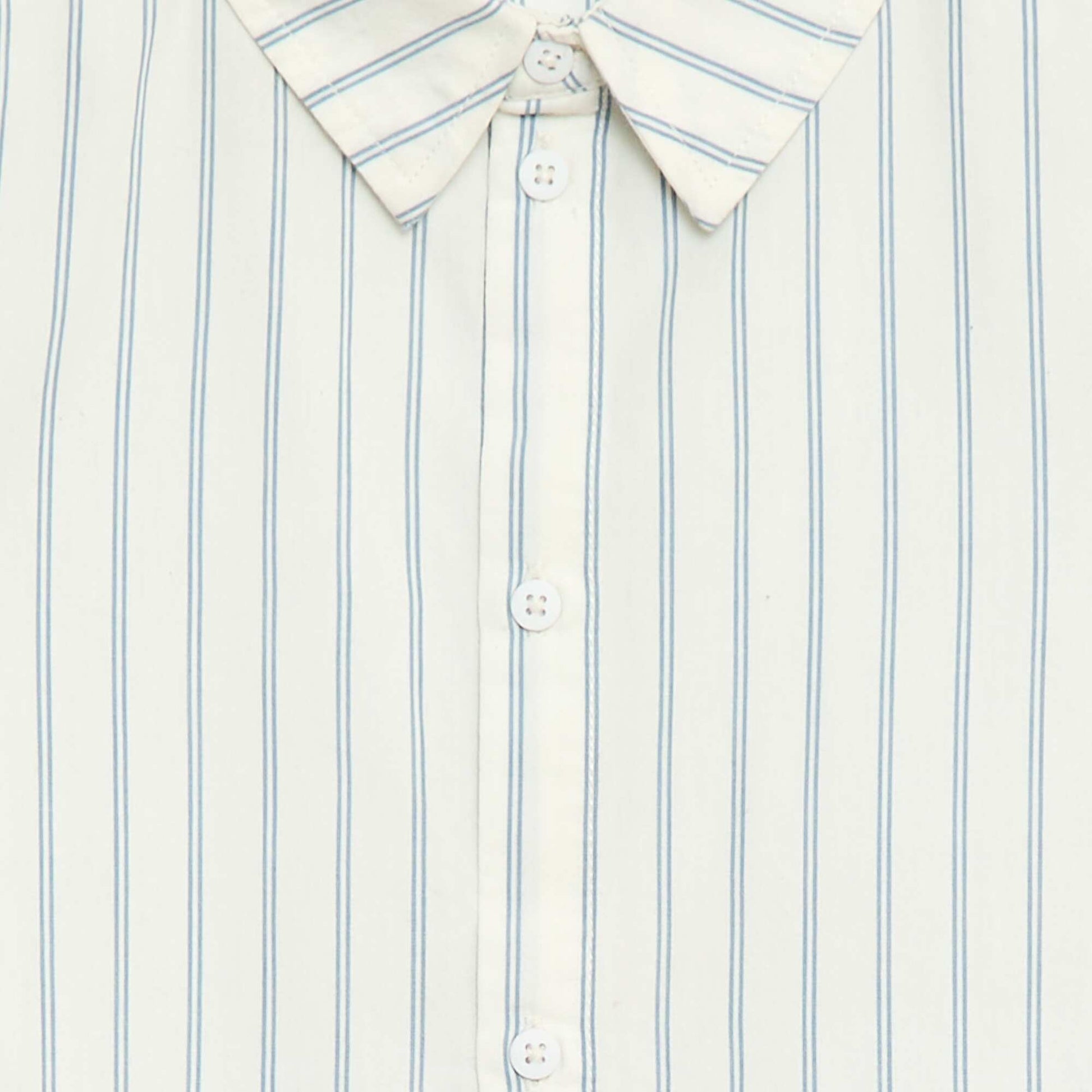 Chemise à rayures manches courtes en coton BEIGE