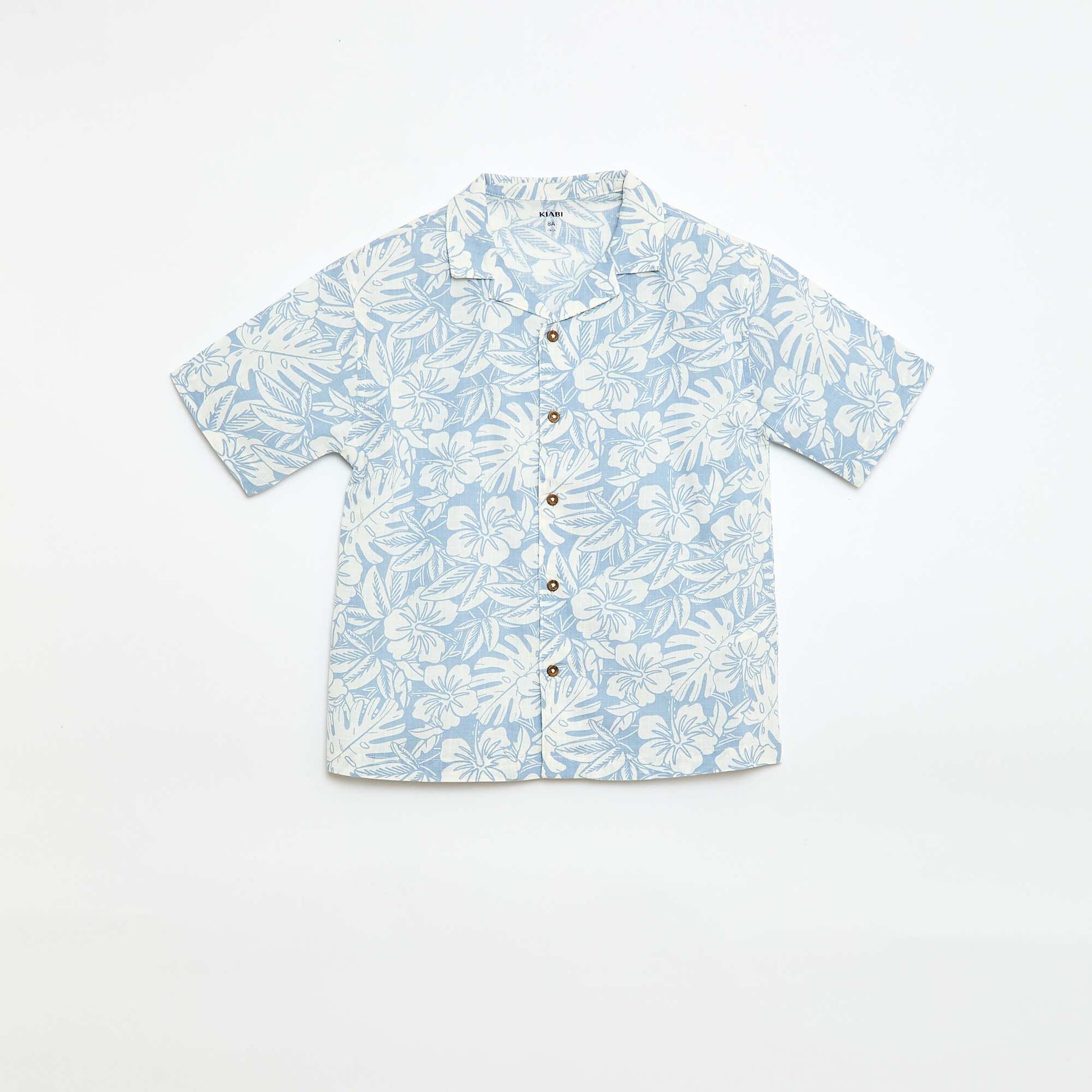 Chemise regular manches courtes en coton BLEU