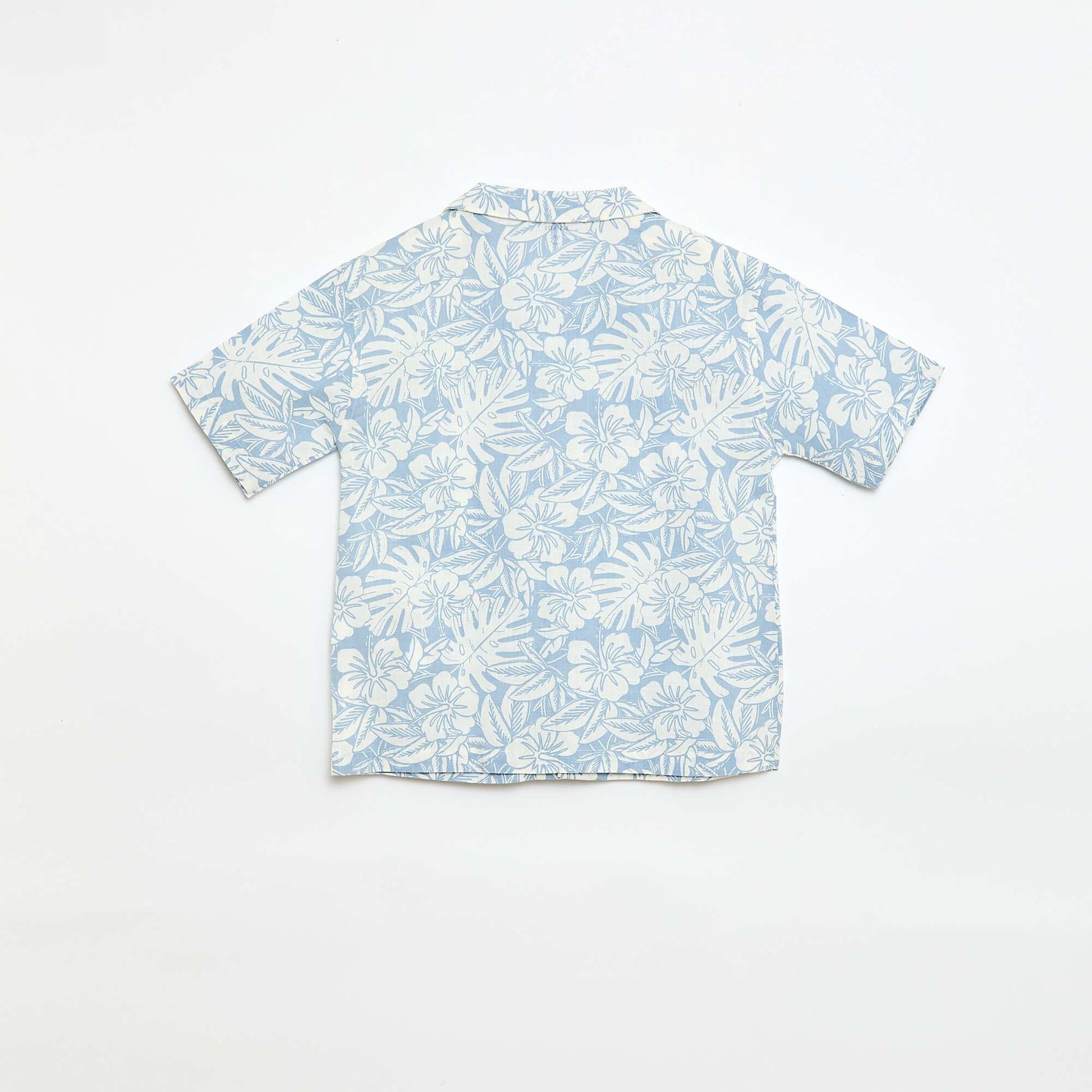 Chemise regular manches courtes en coton BLEU