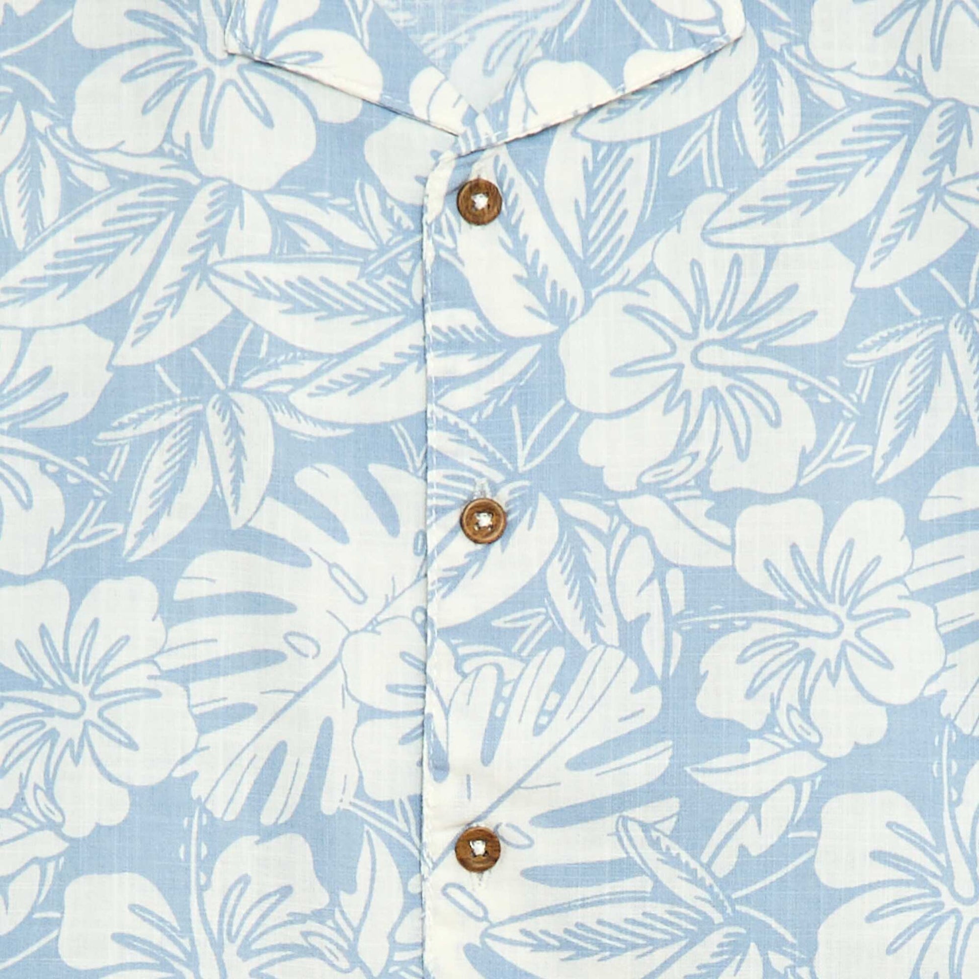 Chemise regular manches courtes en coton BLEU