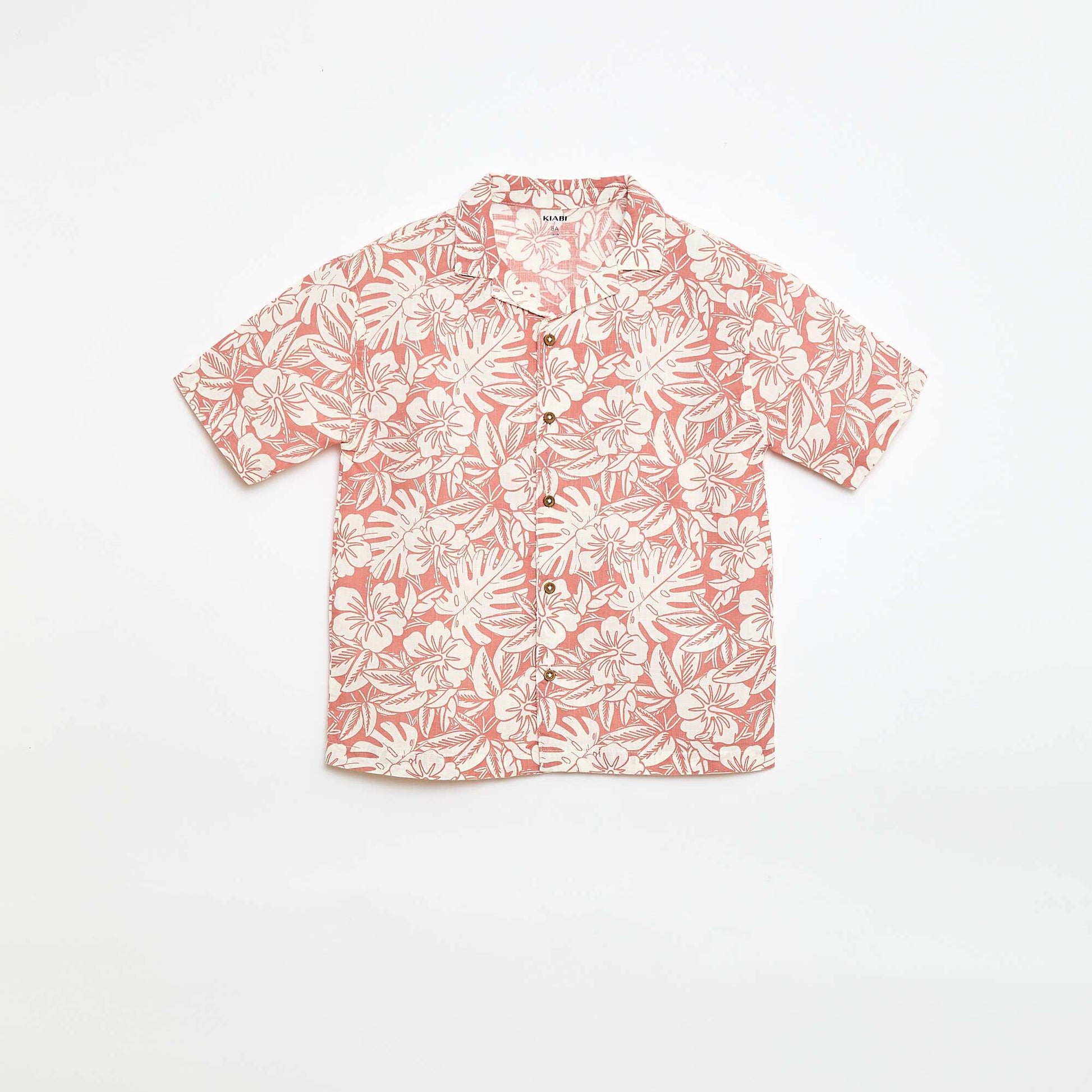 Chemise regular manches courtes en coton ROUGE