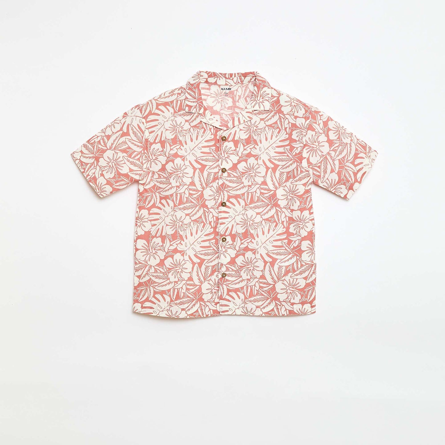 Chemise regular manches courtes en coton ROUGE