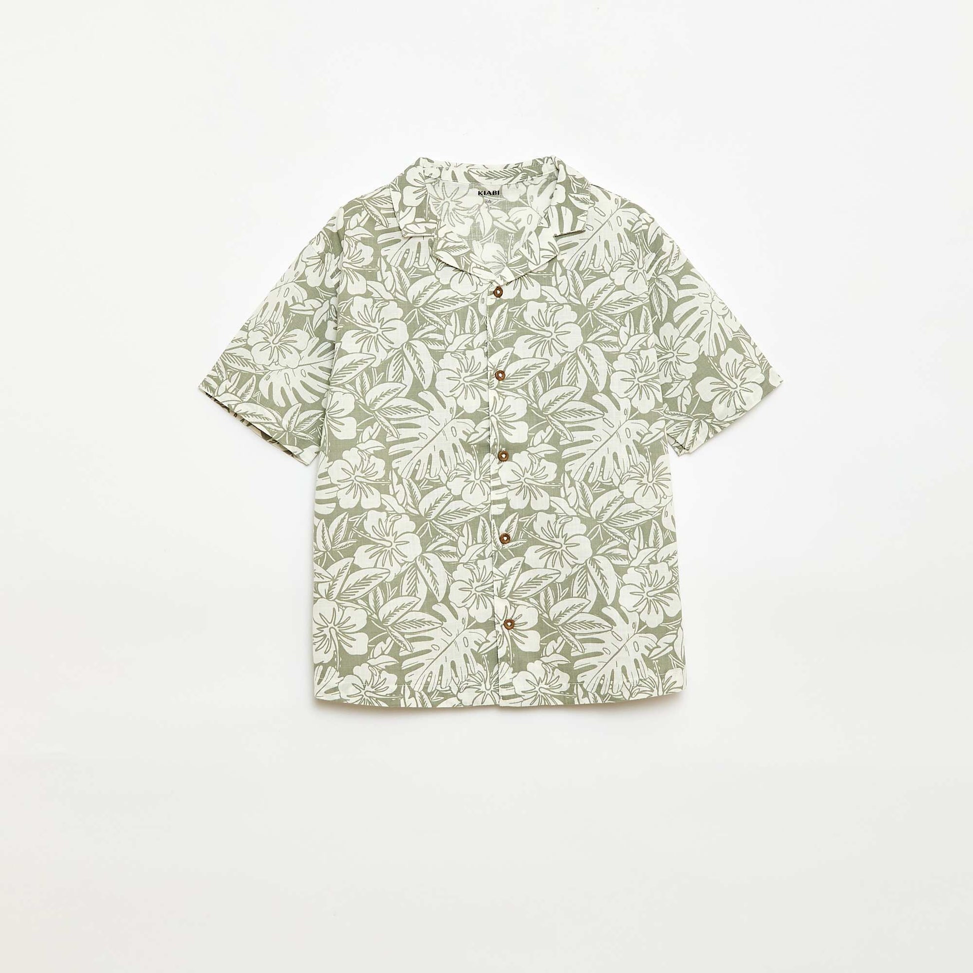 Chemise regular manches courtes en coton KAKI