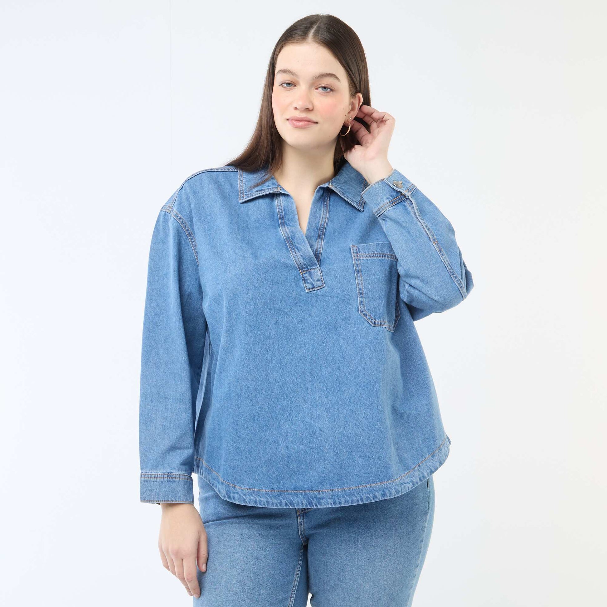 Blouse droite en denim BLEU