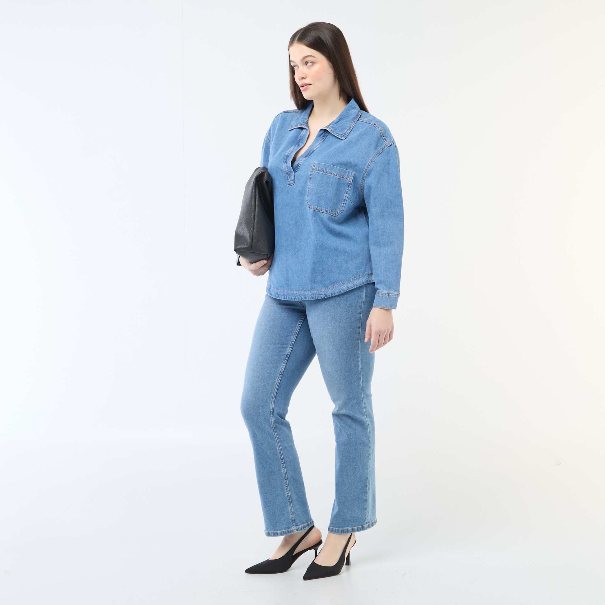 Blouse droite en denim BLEU