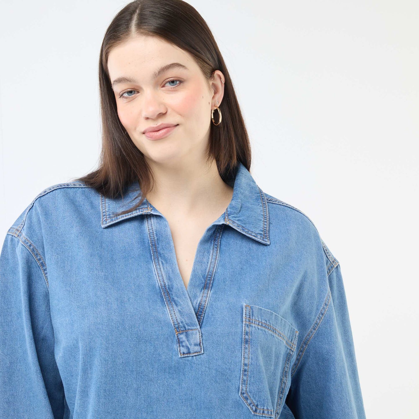 Blouse droite en denim BLEU