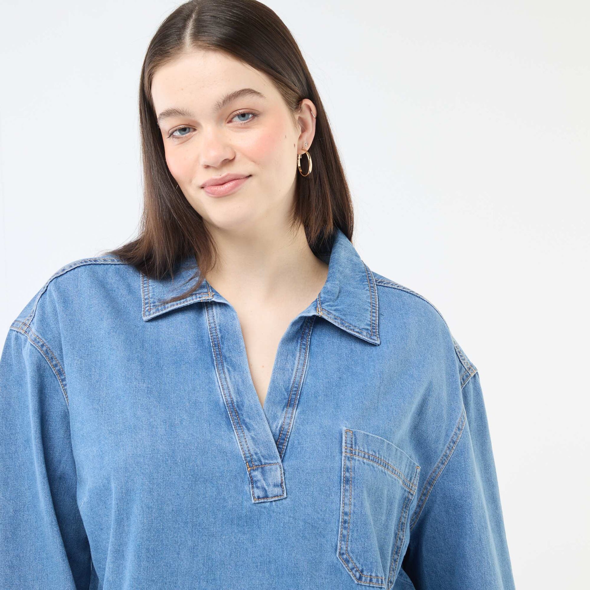 Blouse droite en denim BLEU