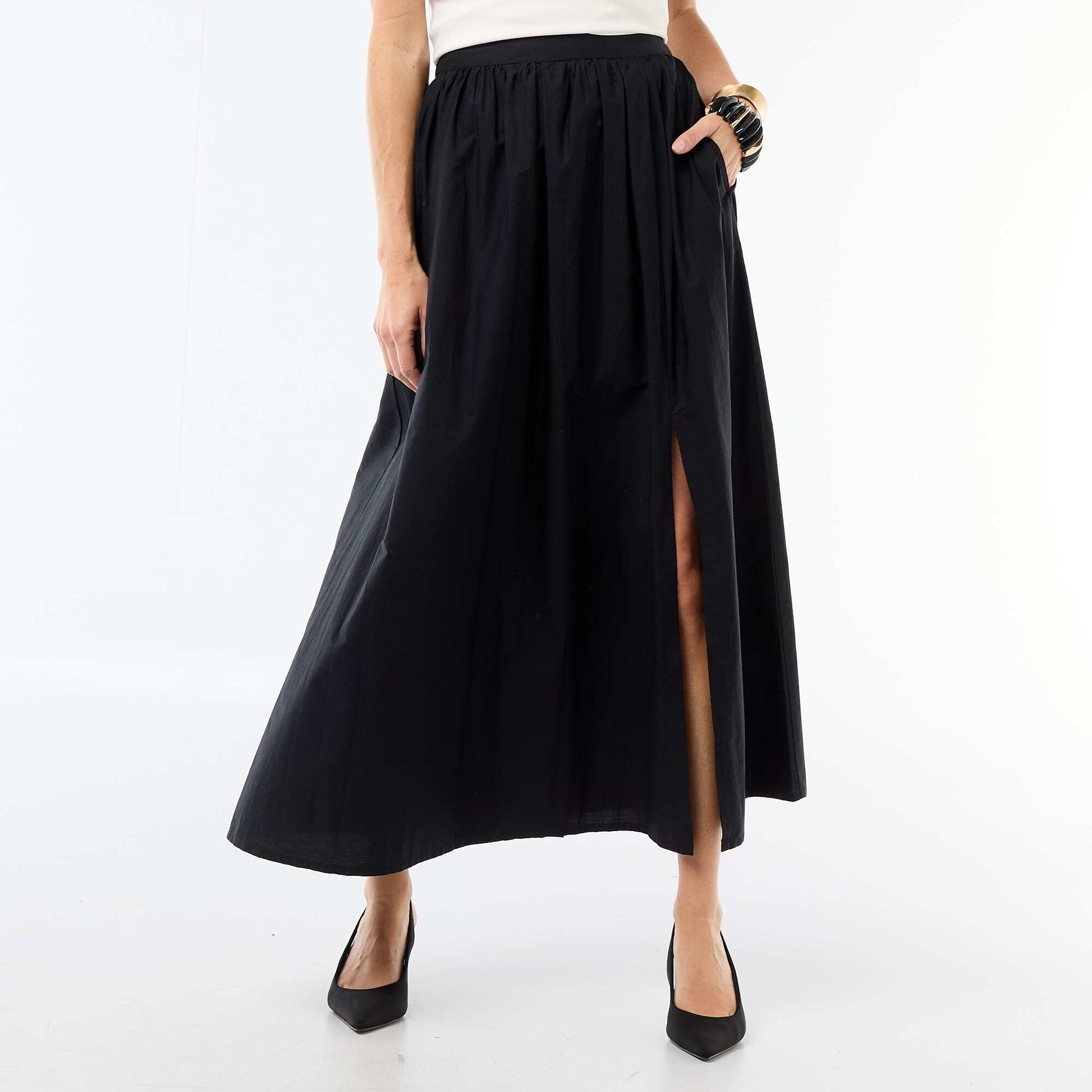 Jupe longue et large évasée NOIR