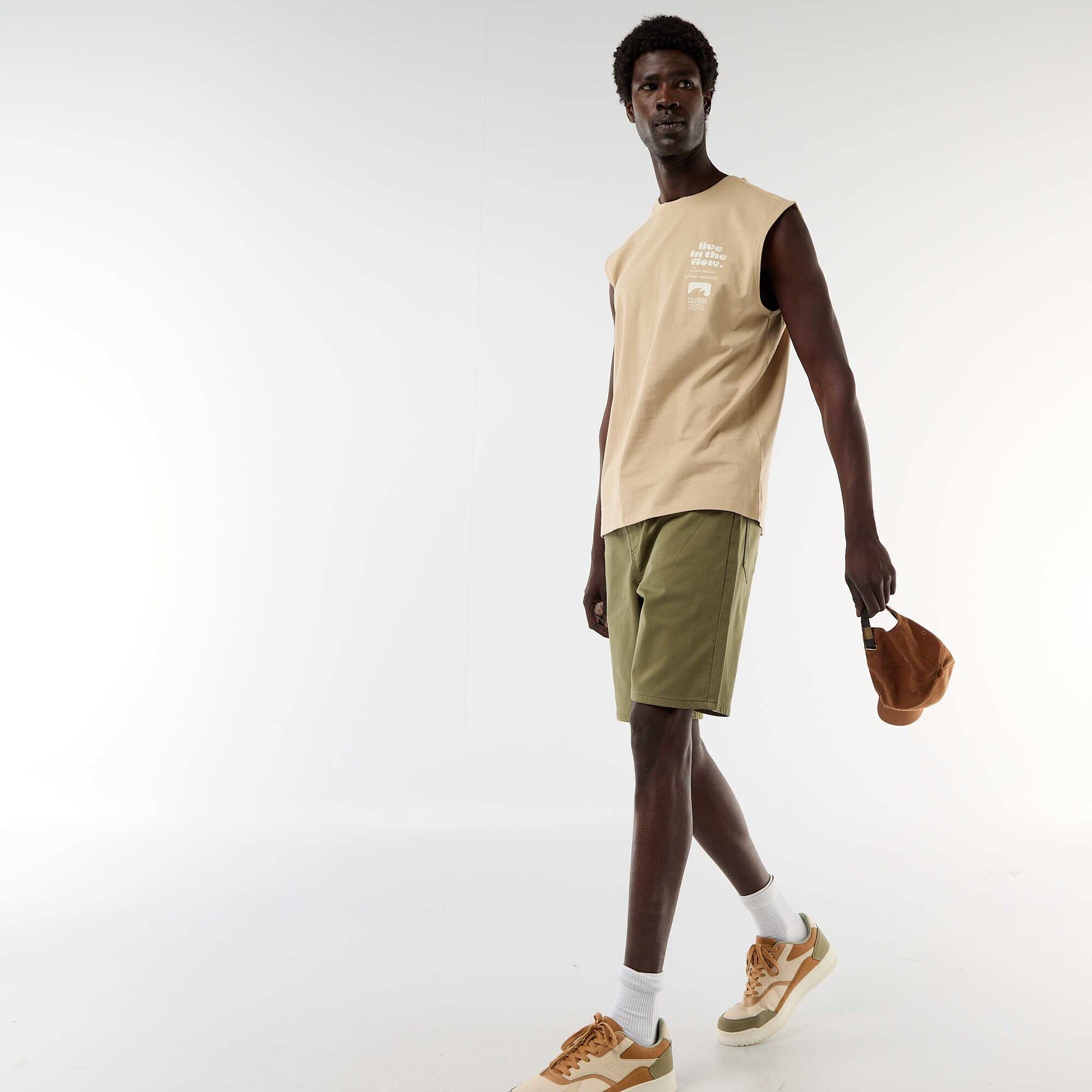 Débardeur imprimé devant BEIGE