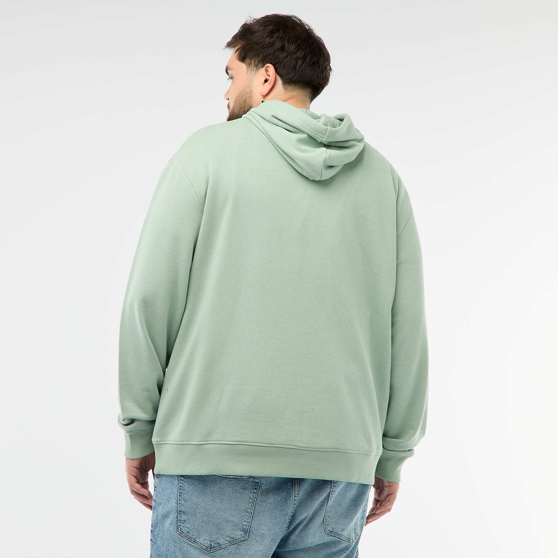 Sweat uni à capuche en french terry VERT