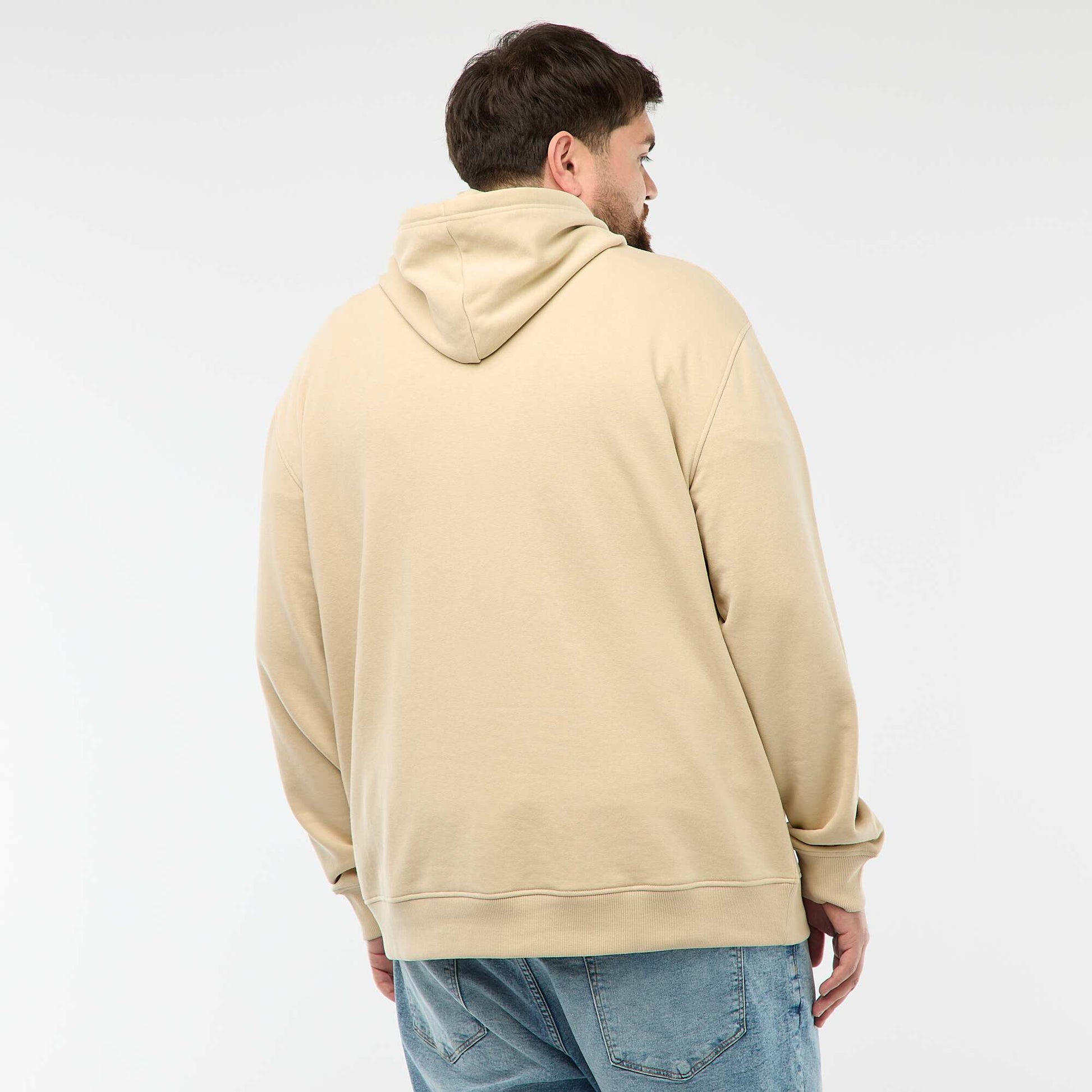 Sweat uni à capuche en french terry BEIGE