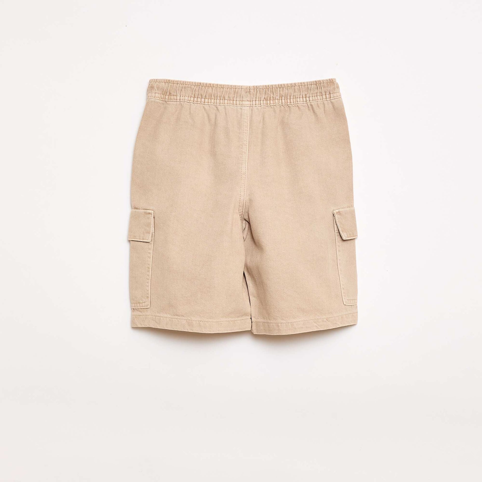 Short uni à cordon en coton BEIGE