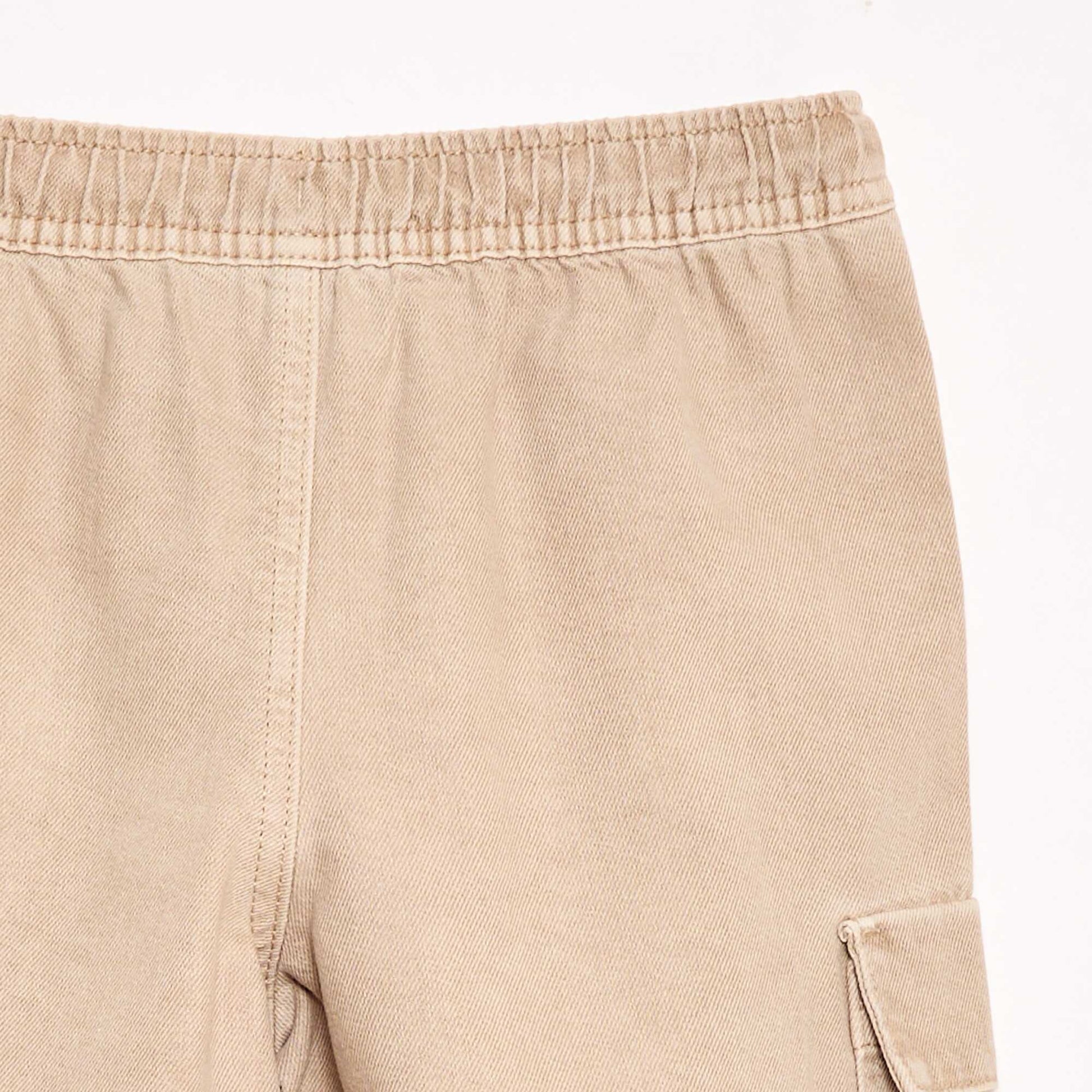 Short uni à cordon en coton BEIGE