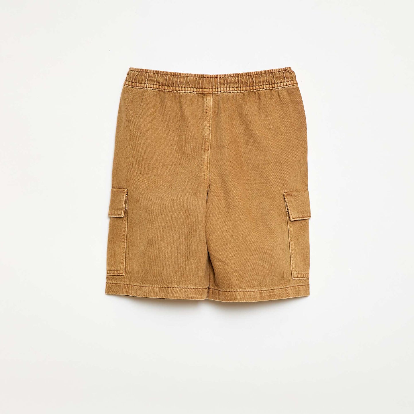 Short uni à cordon en coton BEIGE