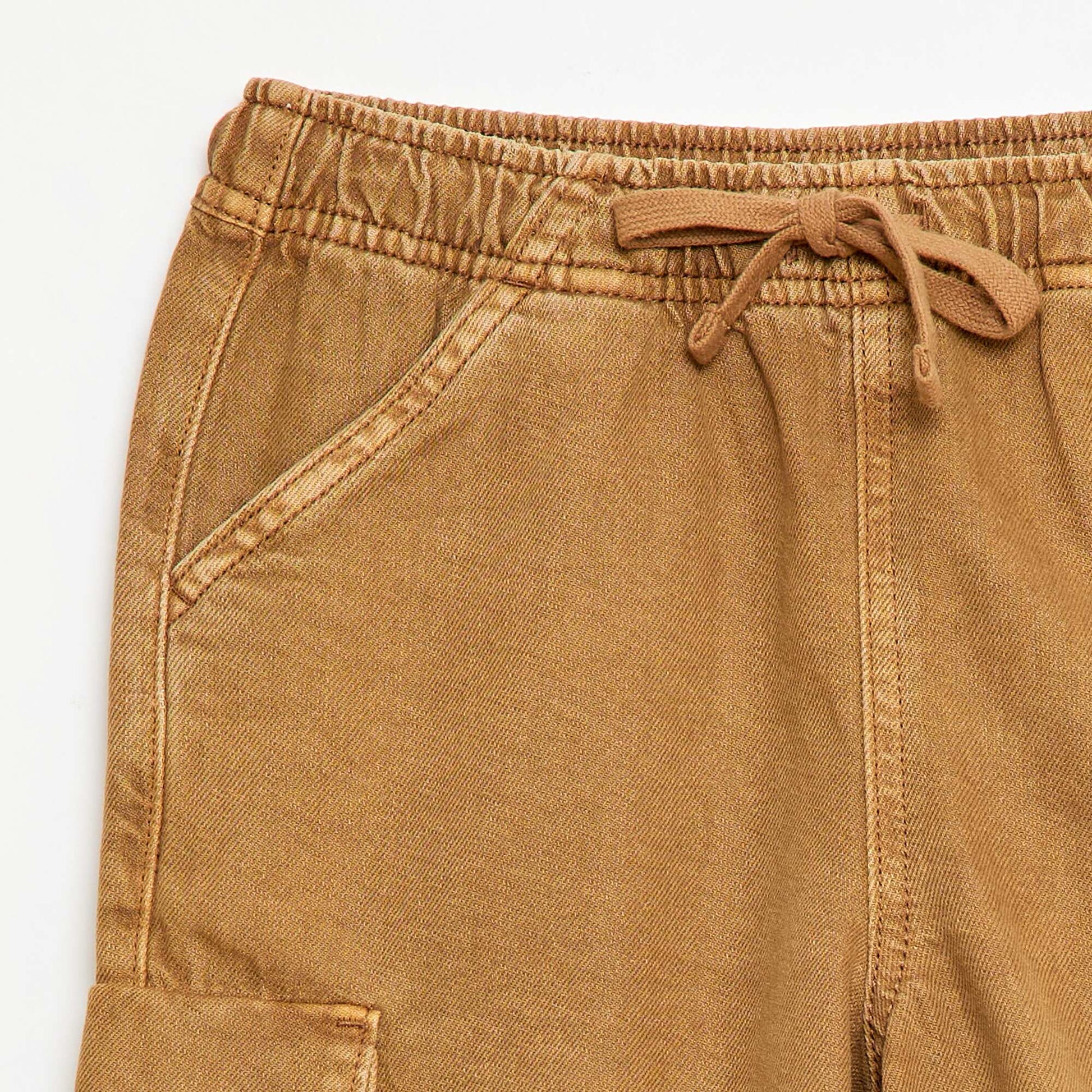 Short uni à cordon en coton BEIGE