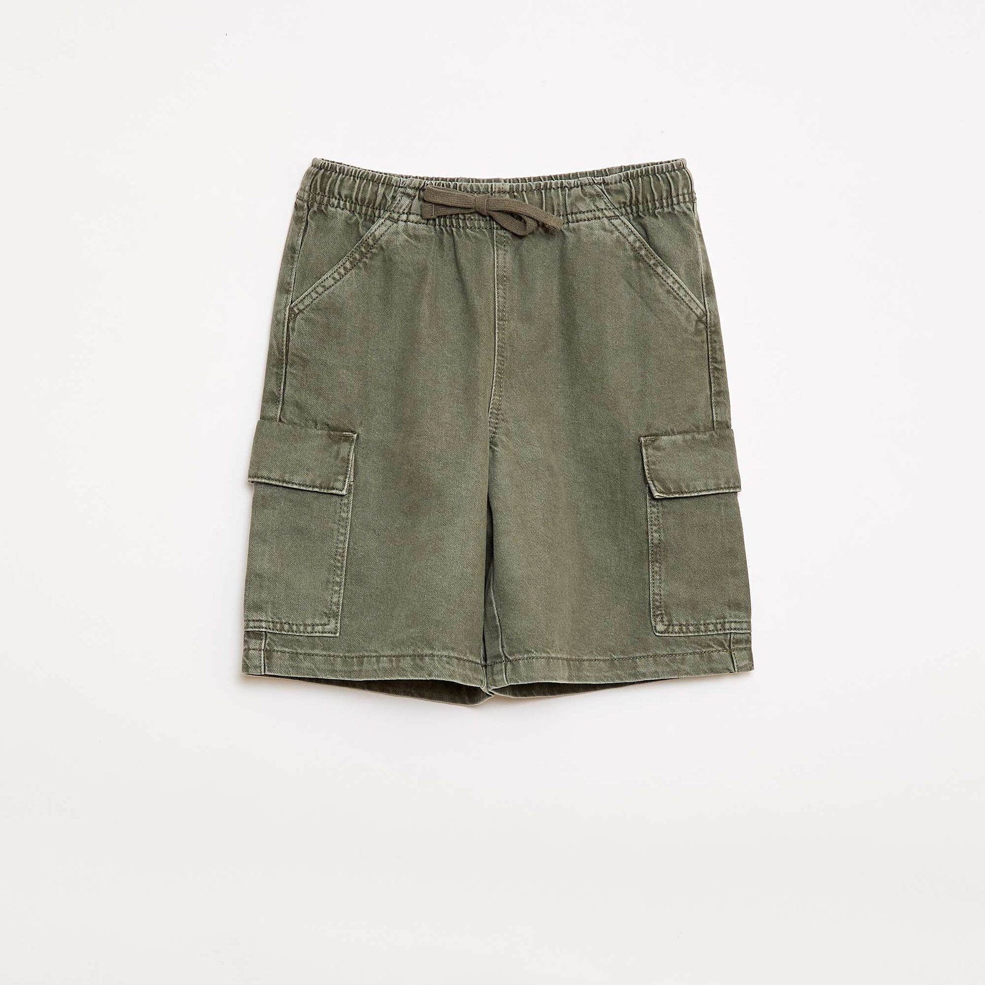 Short uni à cordon en coton VERT