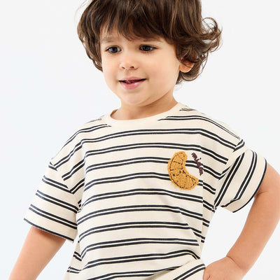 T-shirt en jersey manches courtes avec poche poitrine imprimé JAUNE