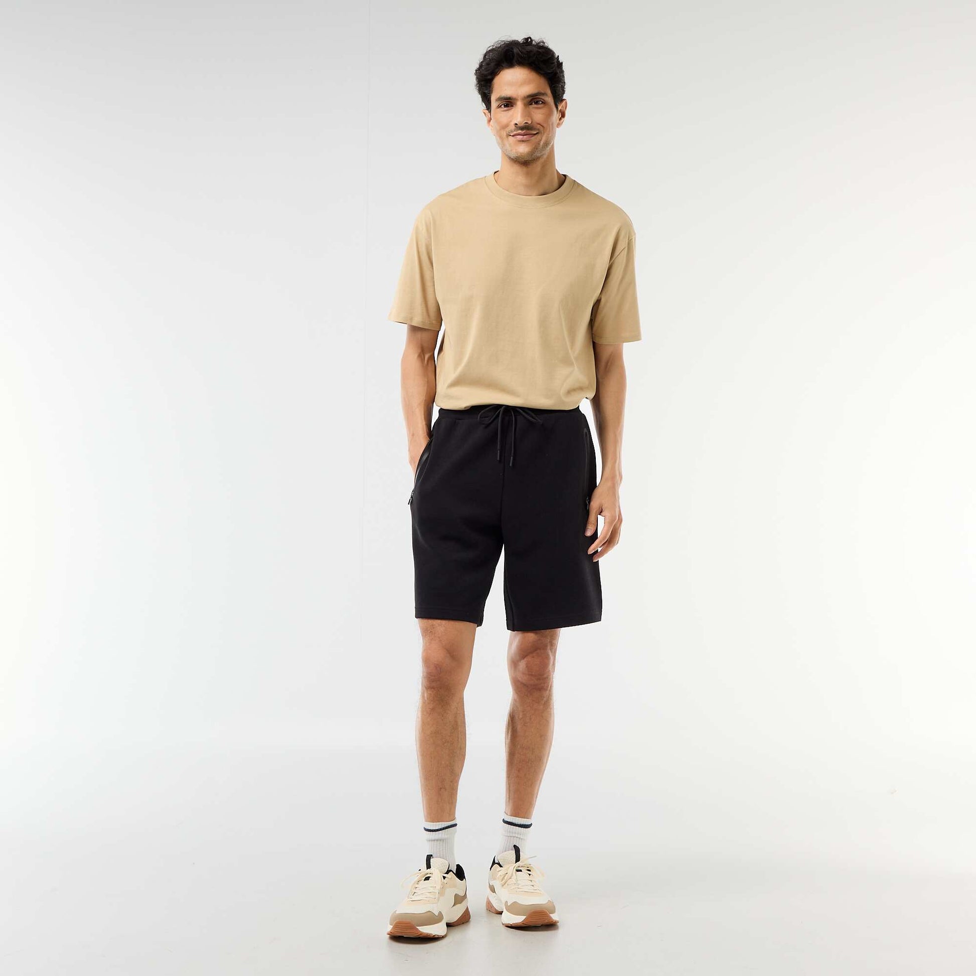 Bermuda en maille piqué style sport NOIR