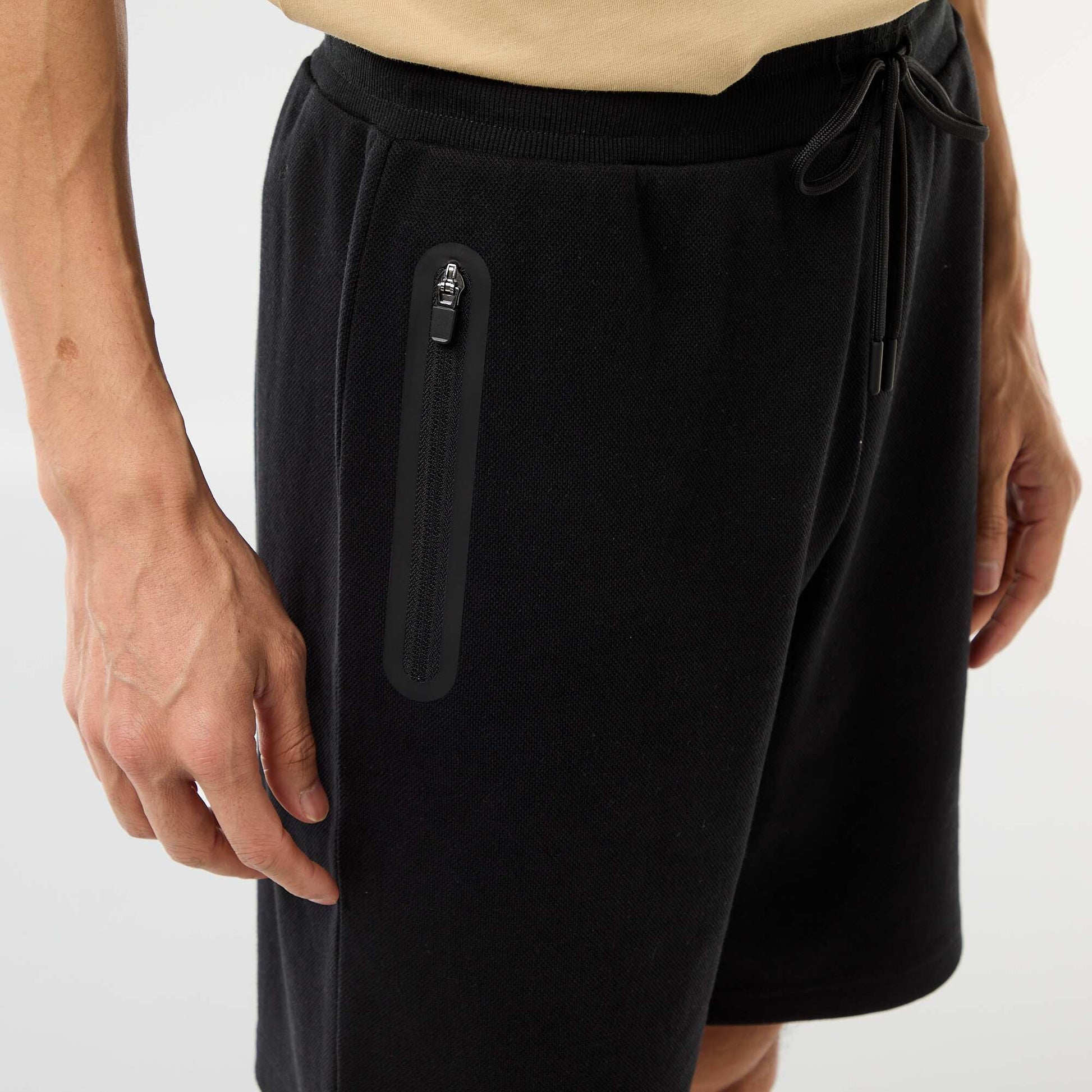 Bermuda en maille piqué style sport NOIR