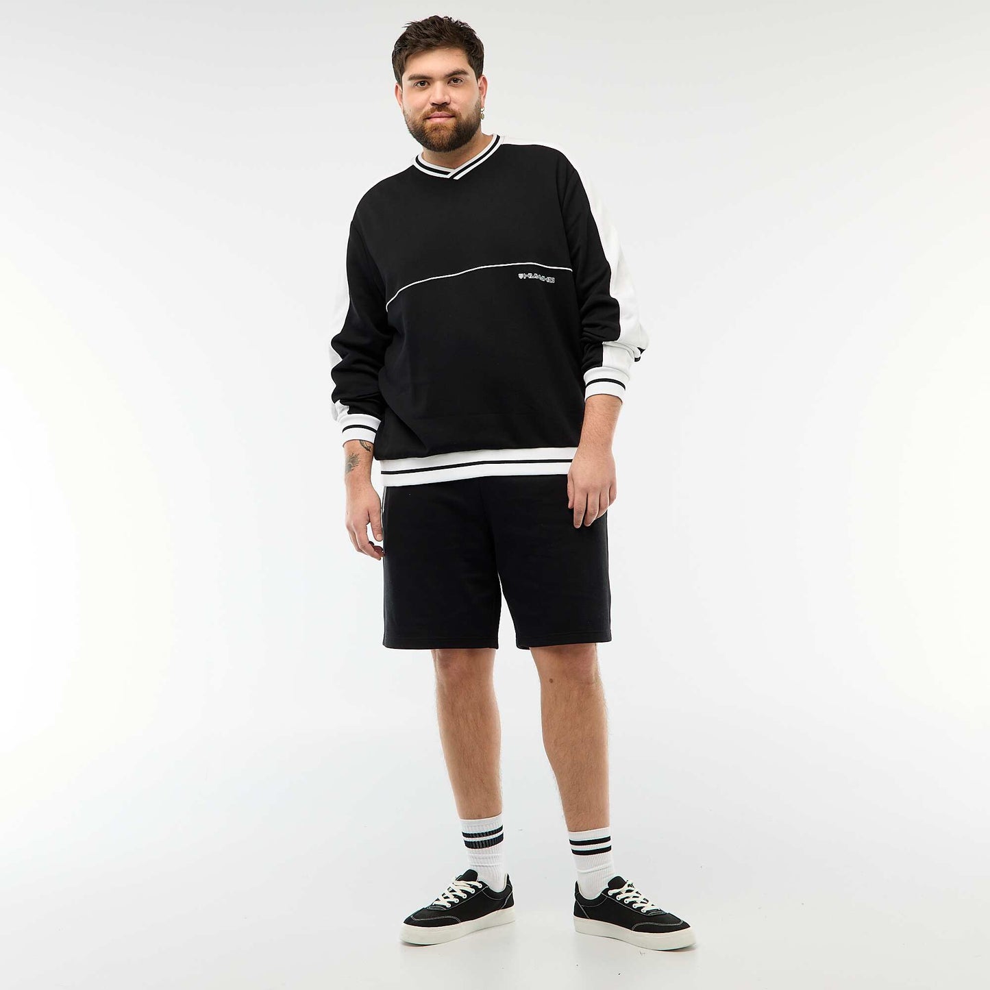 Bermuda en piqué de coton NOIR
