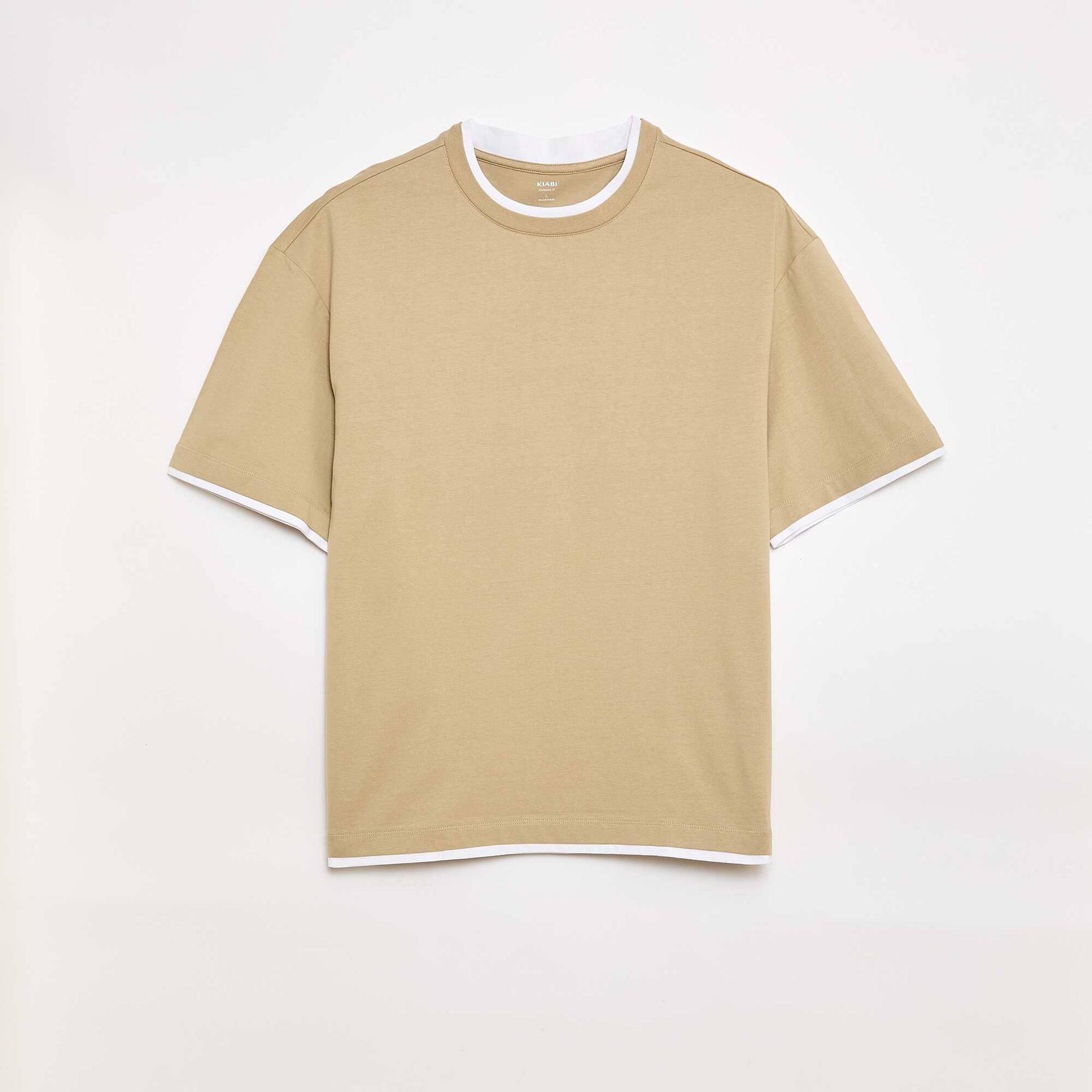 Tee-shirt oversize effet 2-en-1 +1m90 BEIGE