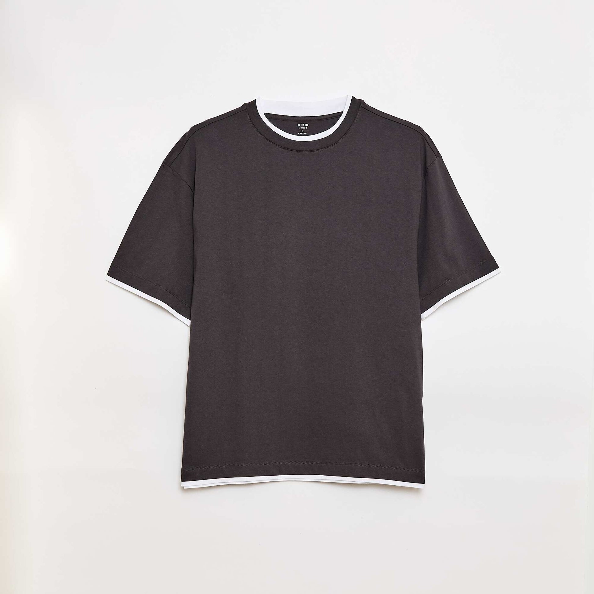 Tee-shirt oversize effet 2-en-1 +1m90 GRIS FONCé/ANTHRACITE