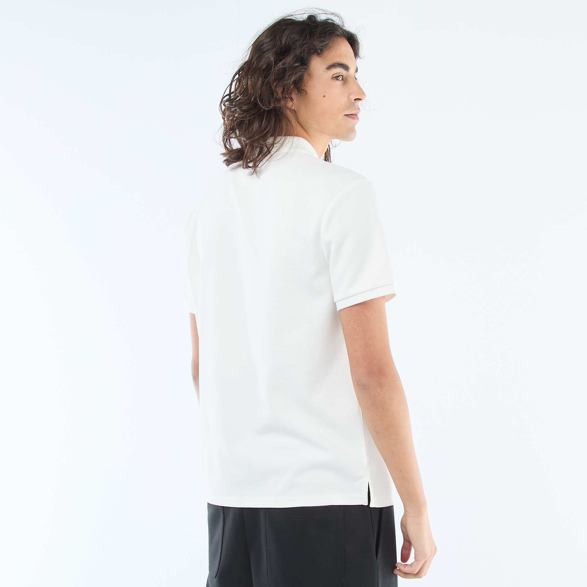 Polo col zippé BLANC