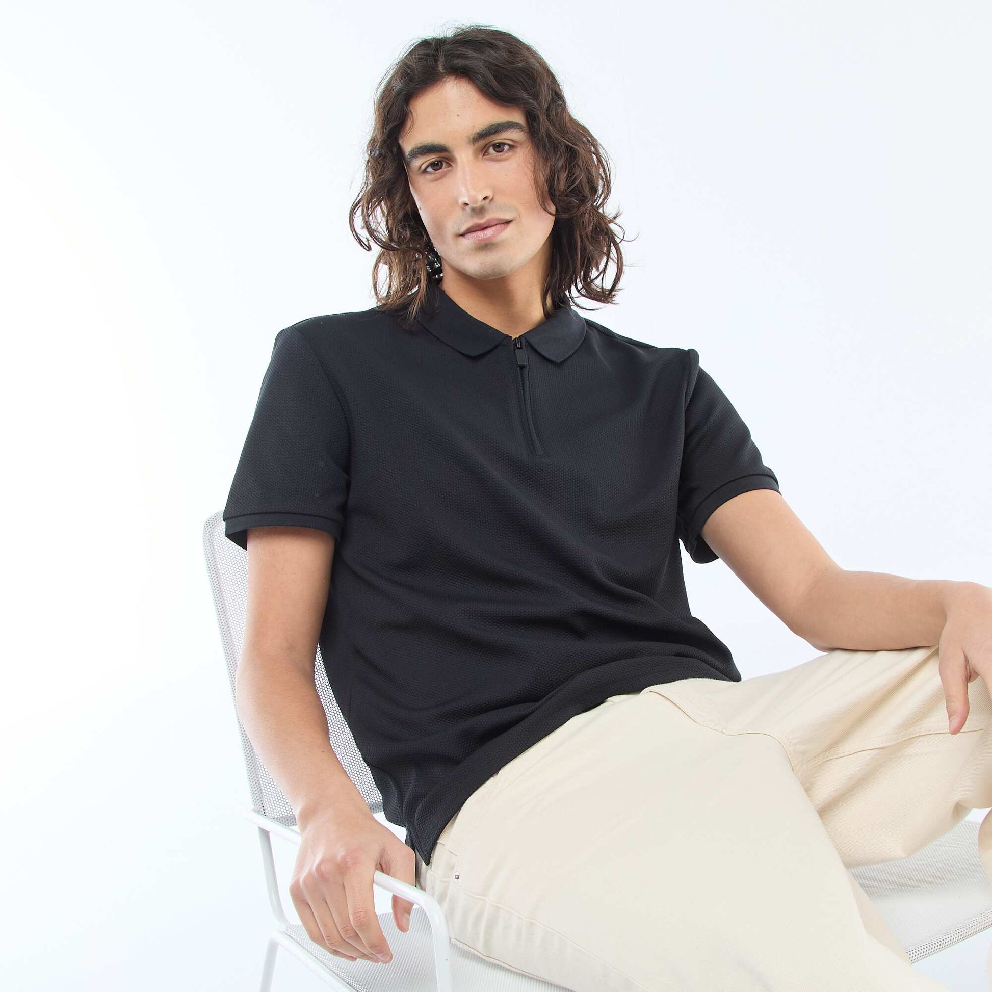Polo col zippé NOIR