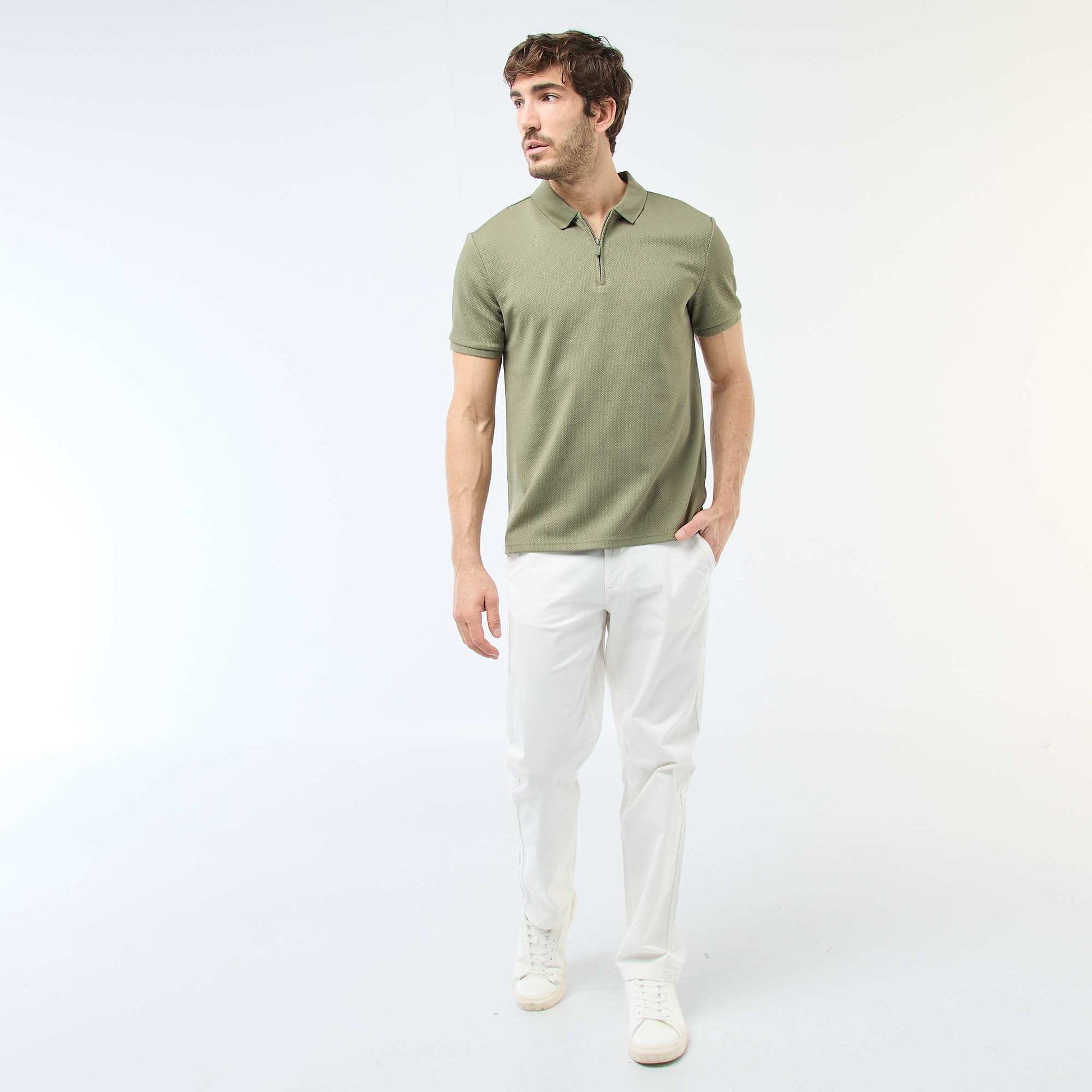 Polo col zippé VERT