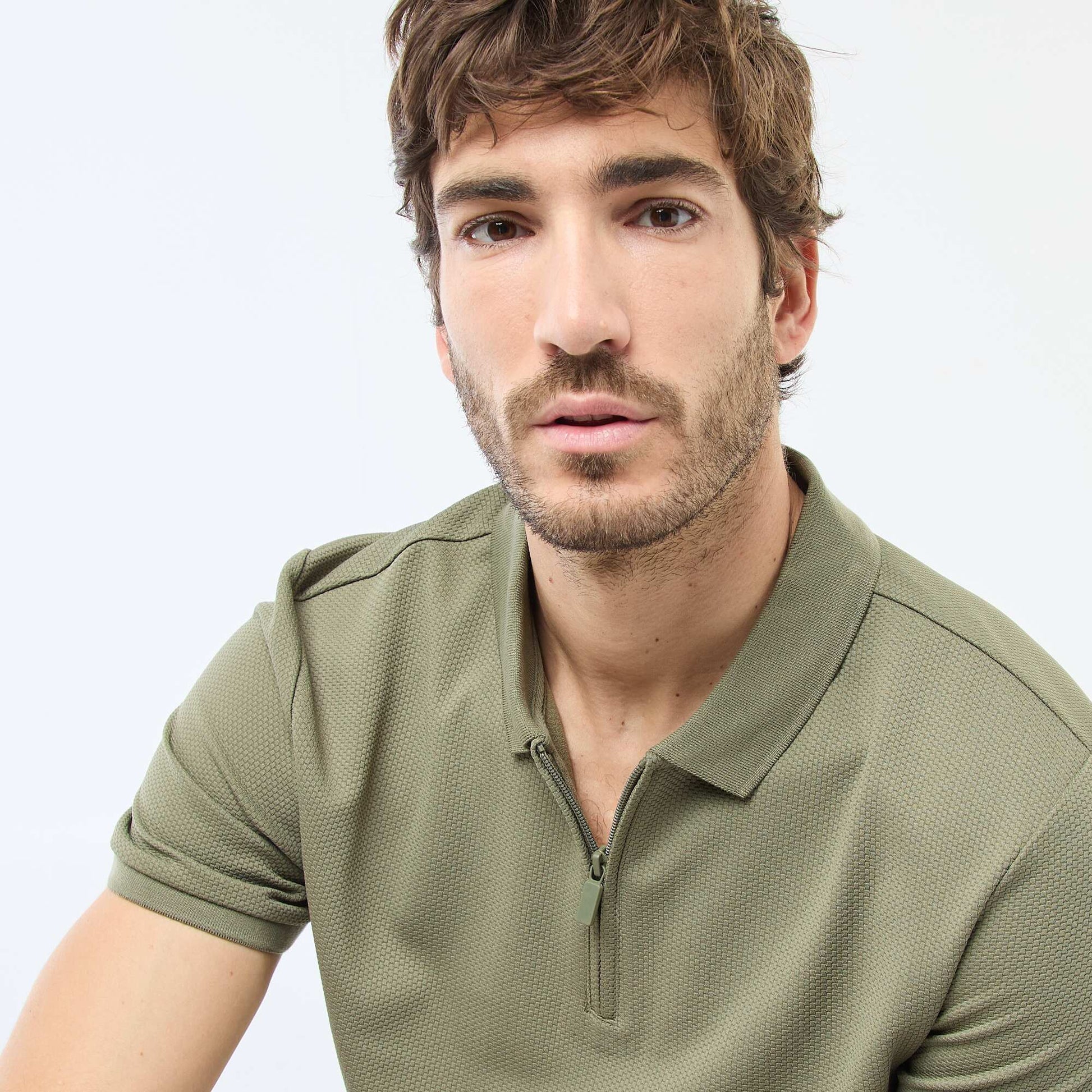 Polo col zippé VERT