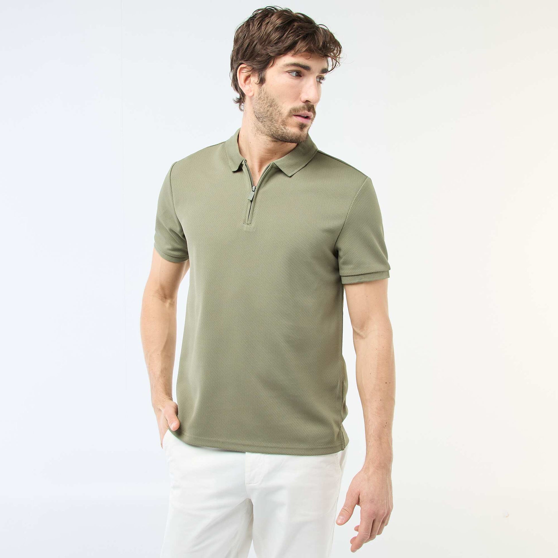 Polo col zippé VERT