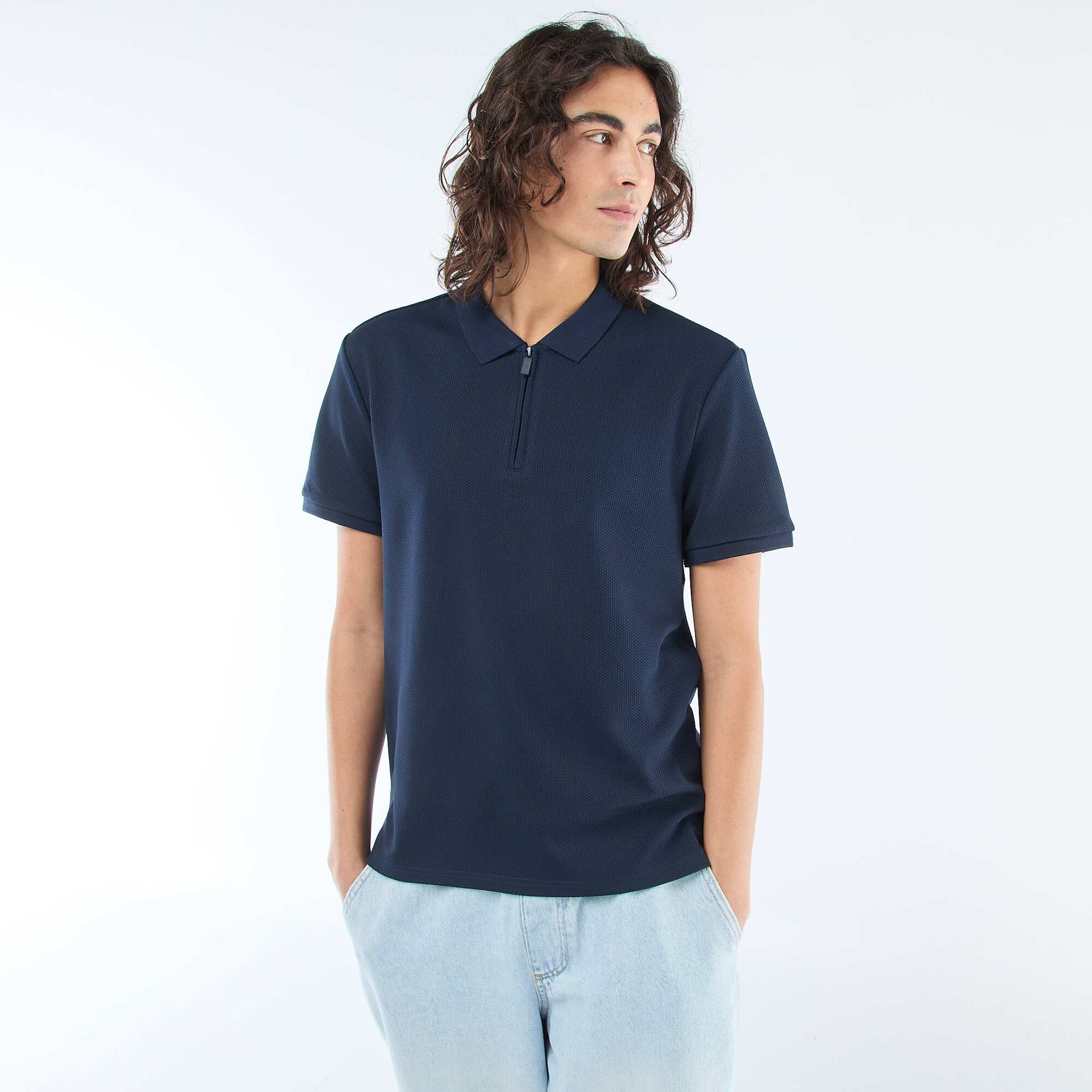 Polo col zippé BLEU