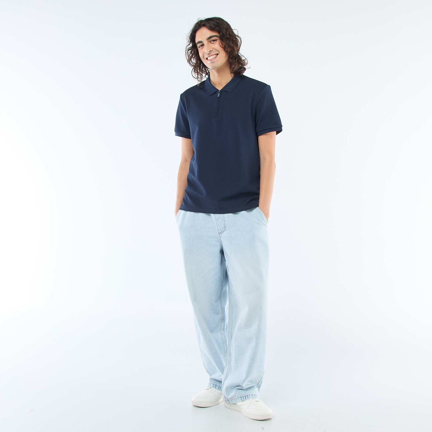 Polo col zippé BLEU