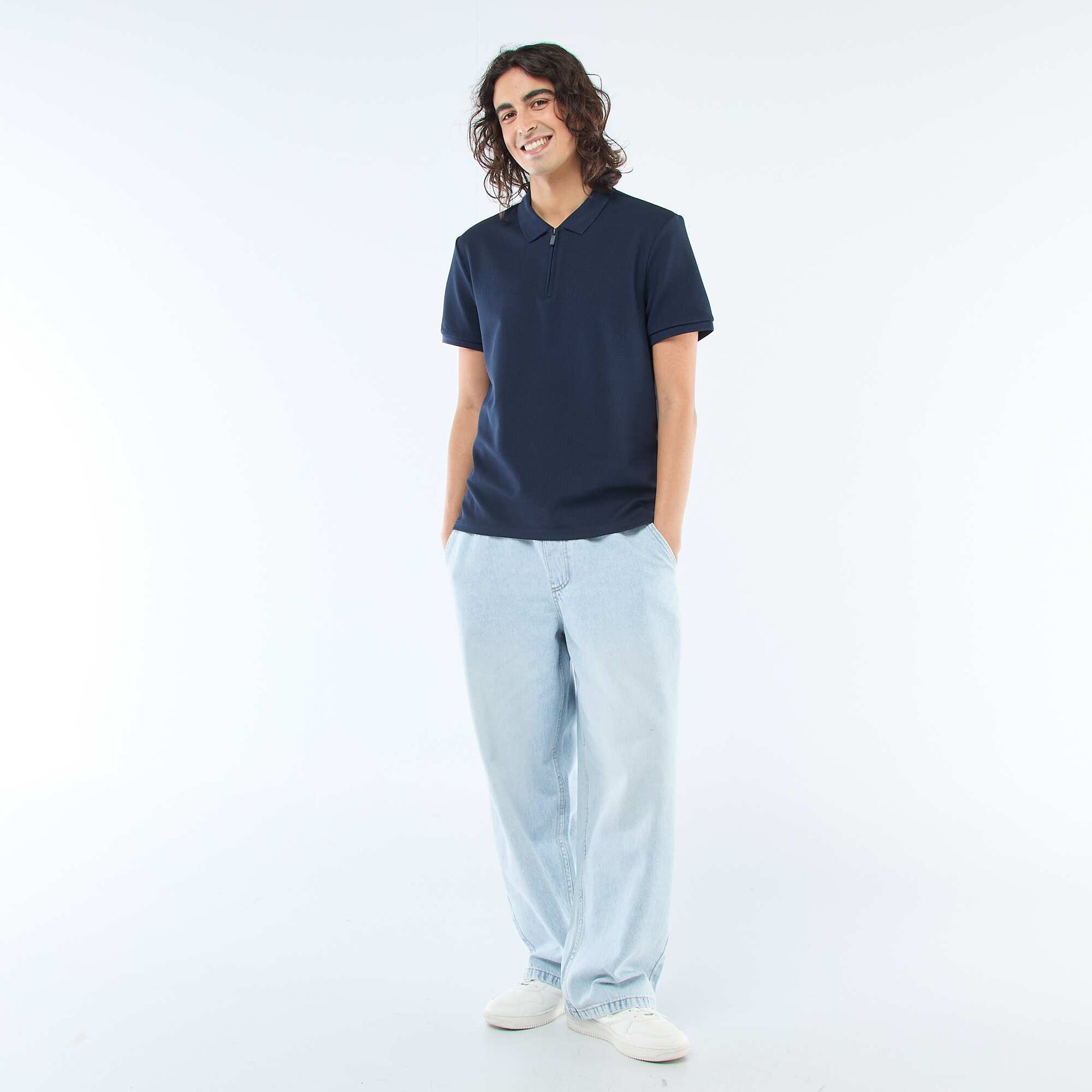 Polo col zippé BLEU