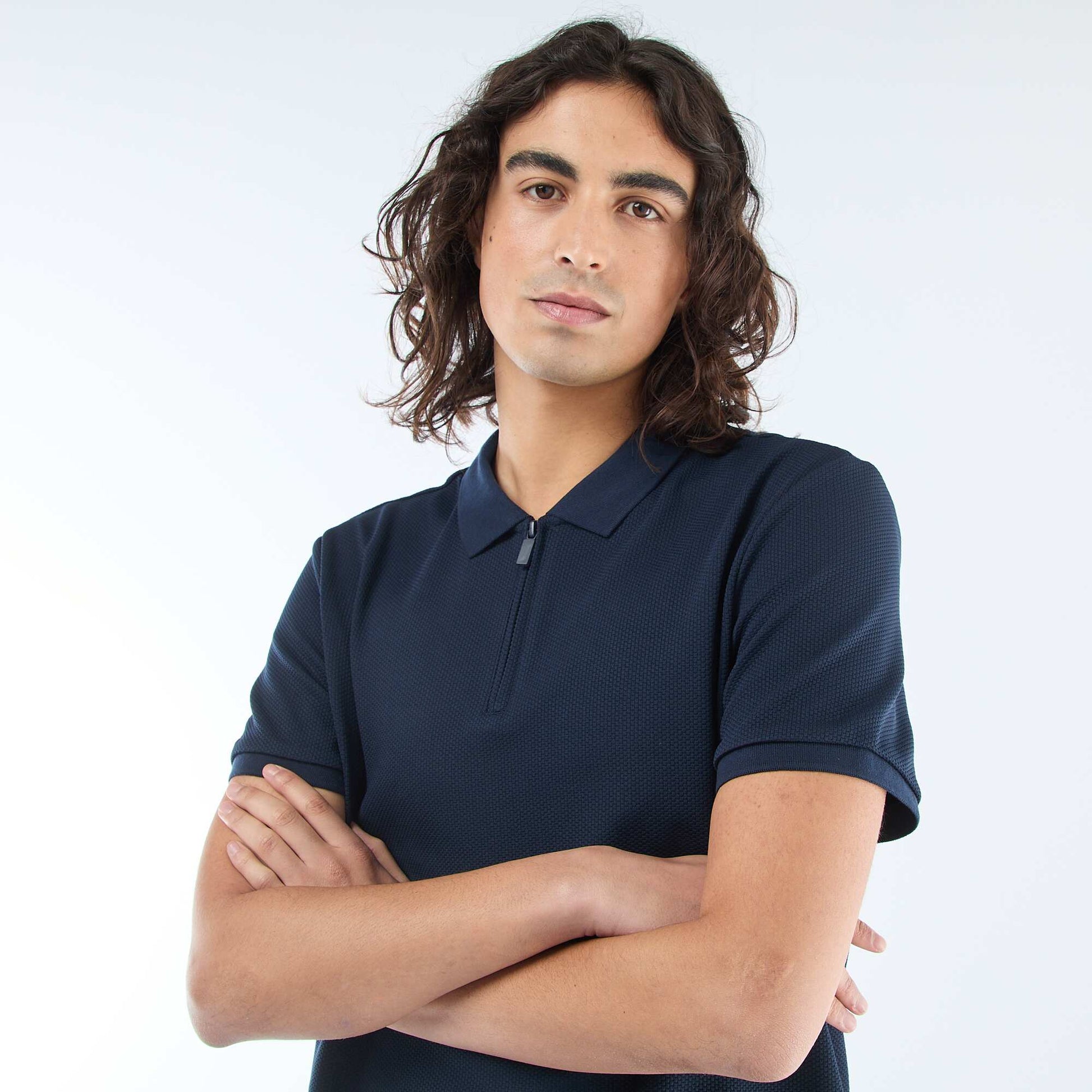 Polo col zippé BLEU