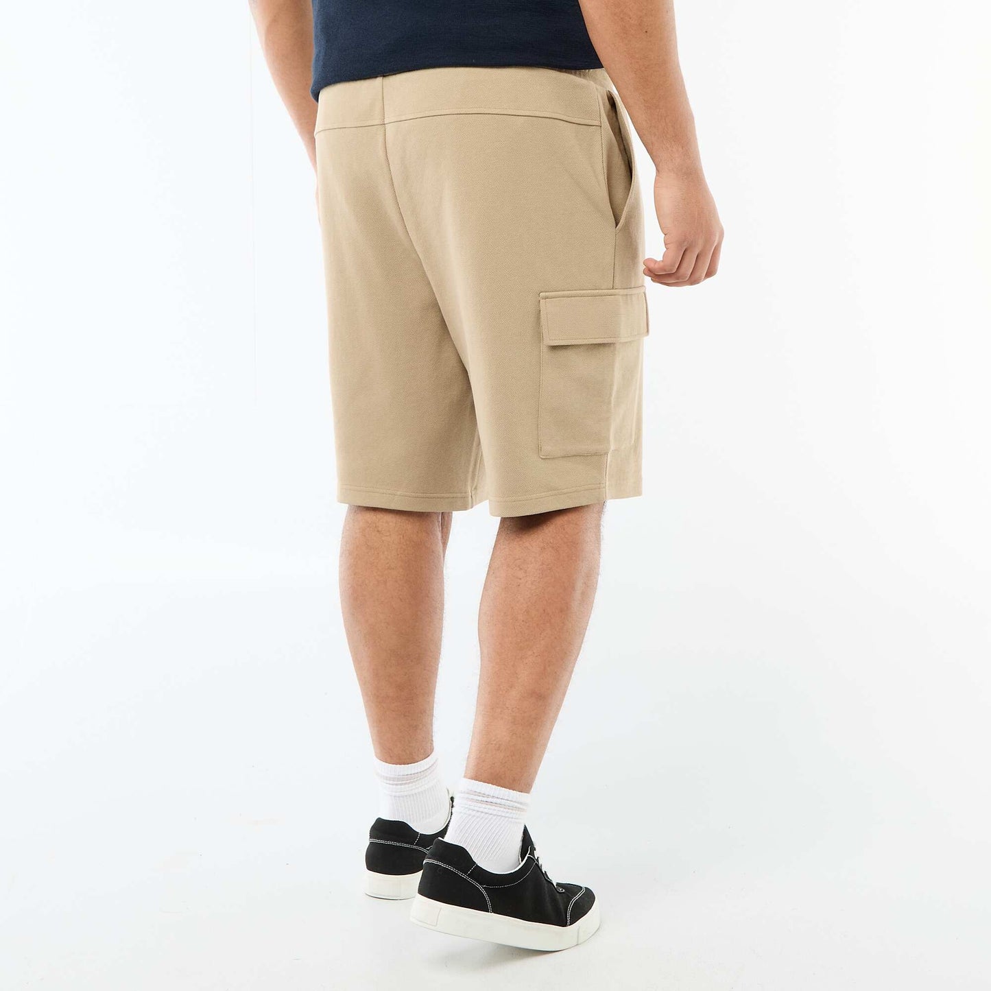 Bermuda en maille piquée avec poches à rabat BEIGE