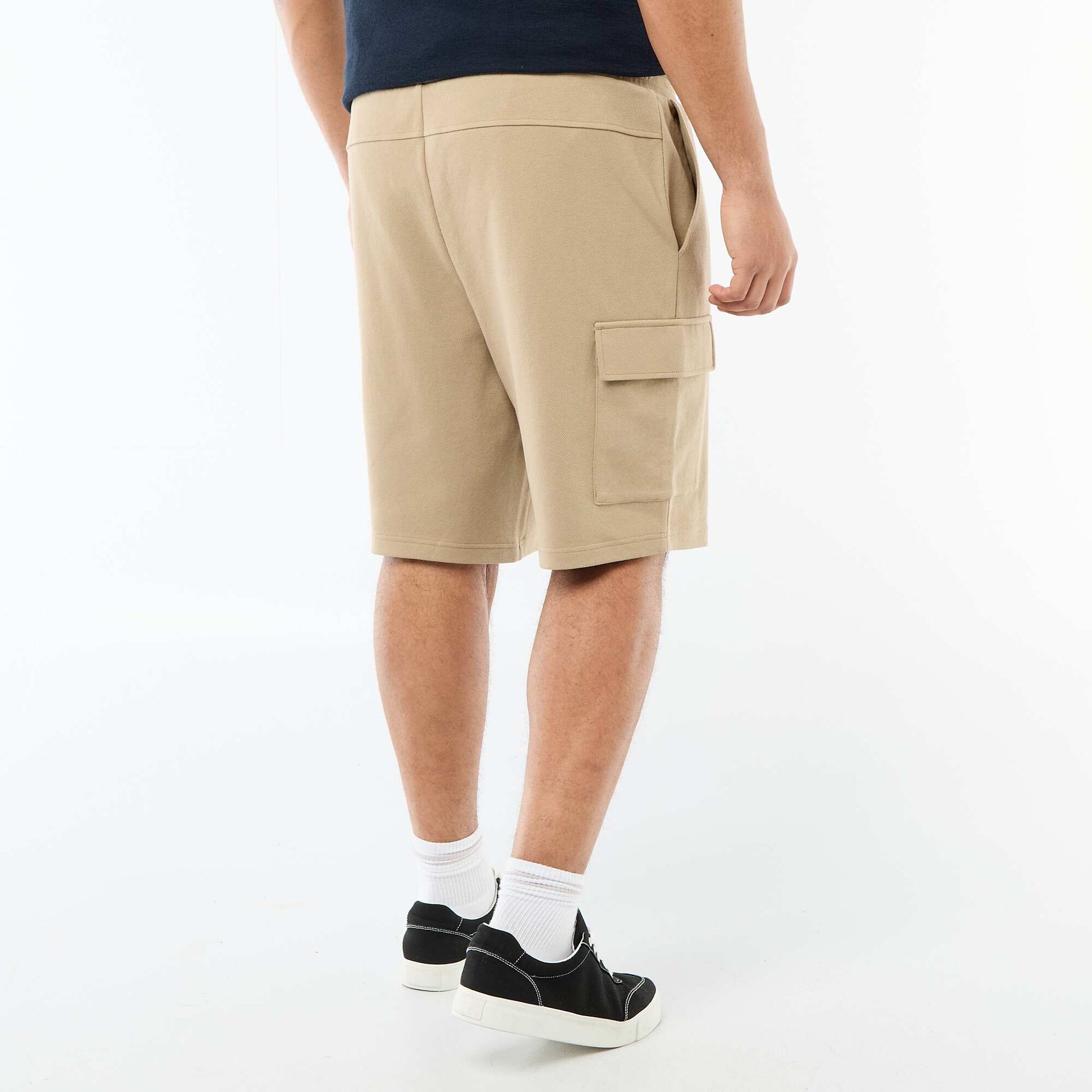 Bermuda en maille piquée avec poches à rabat BEIGE