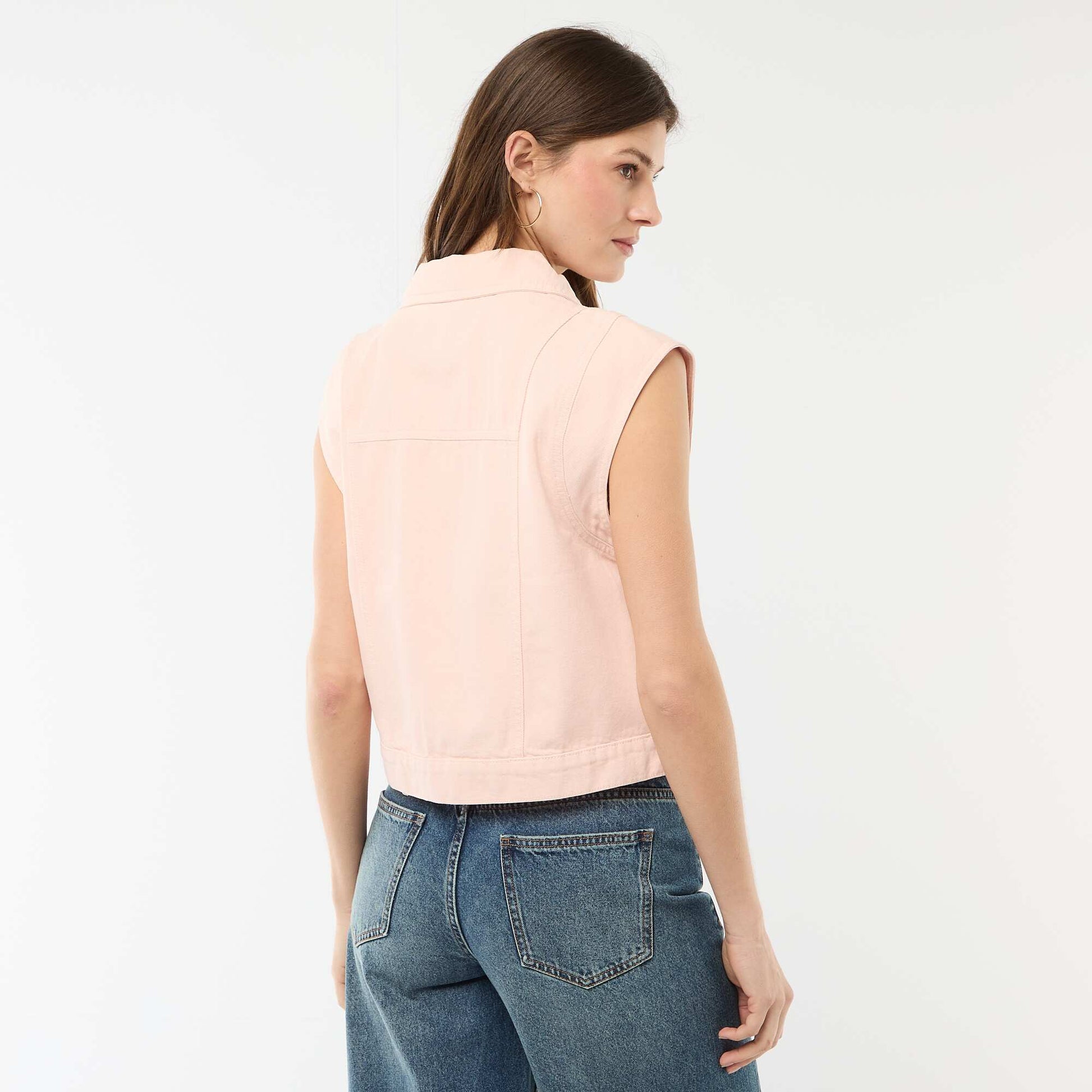 Veste sans manches imprimé vache unie ROSE