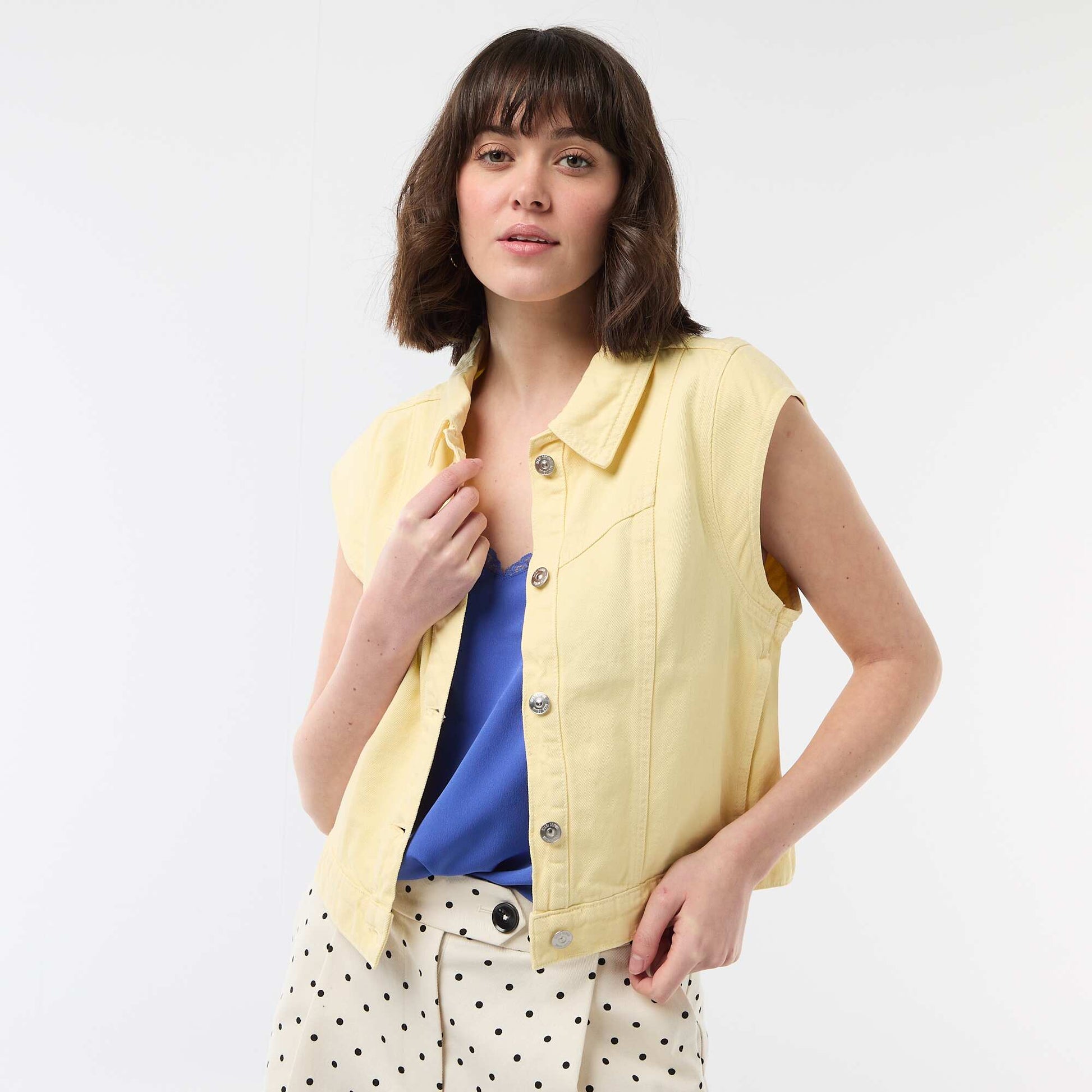Veste sans manches unie JAUNE