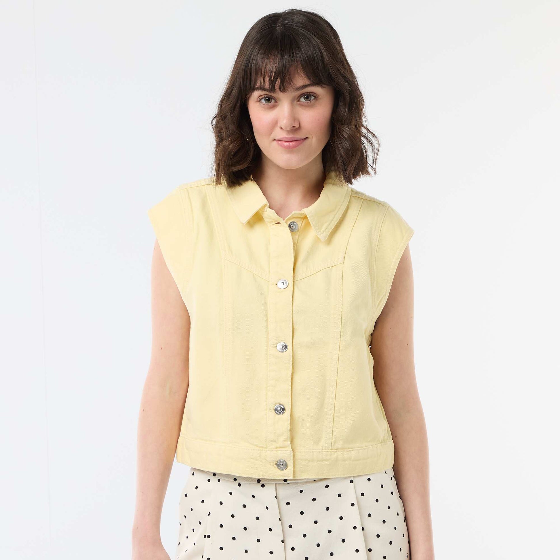 Veste sans manches unie JAUNE
