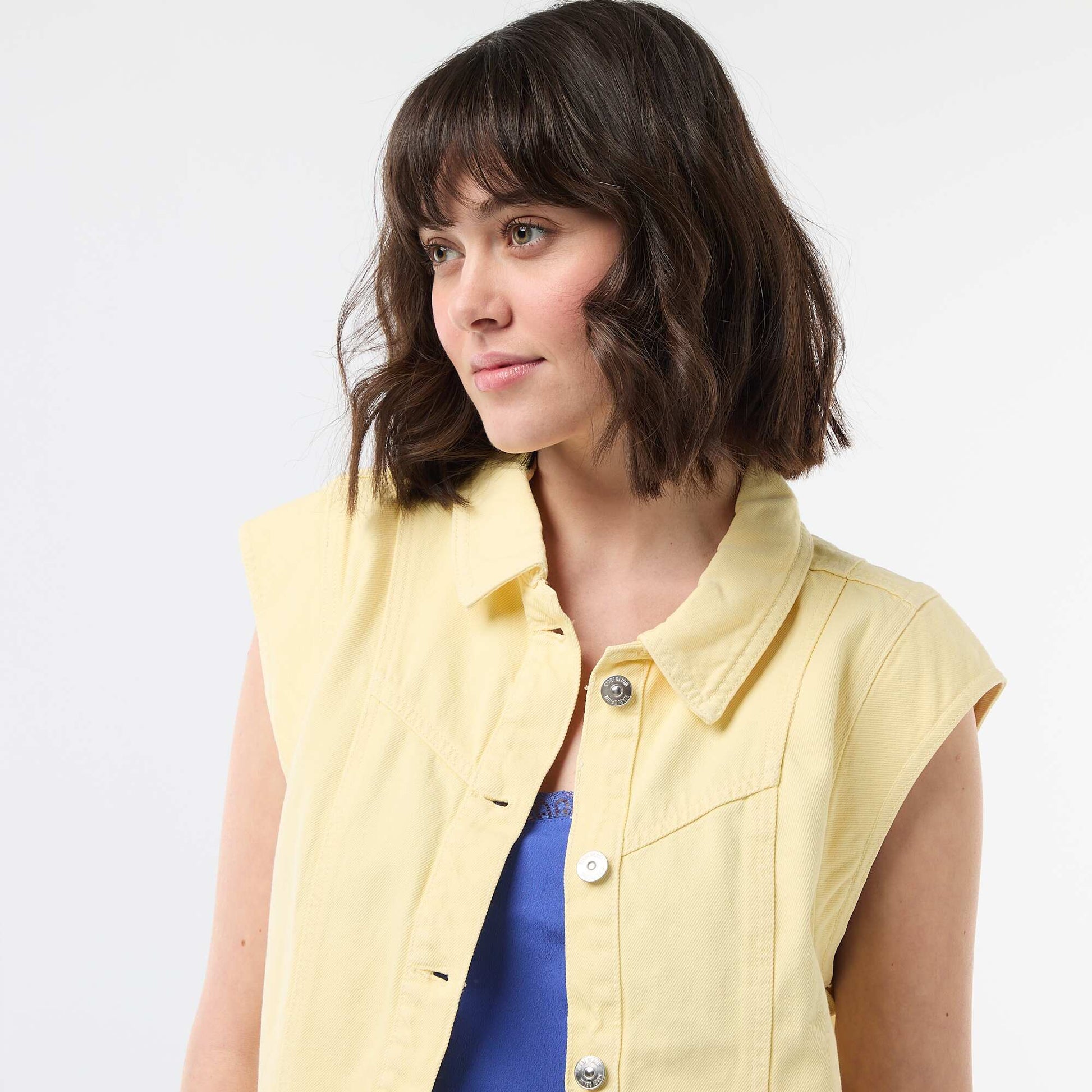 Veste sans manches unie JAUNE