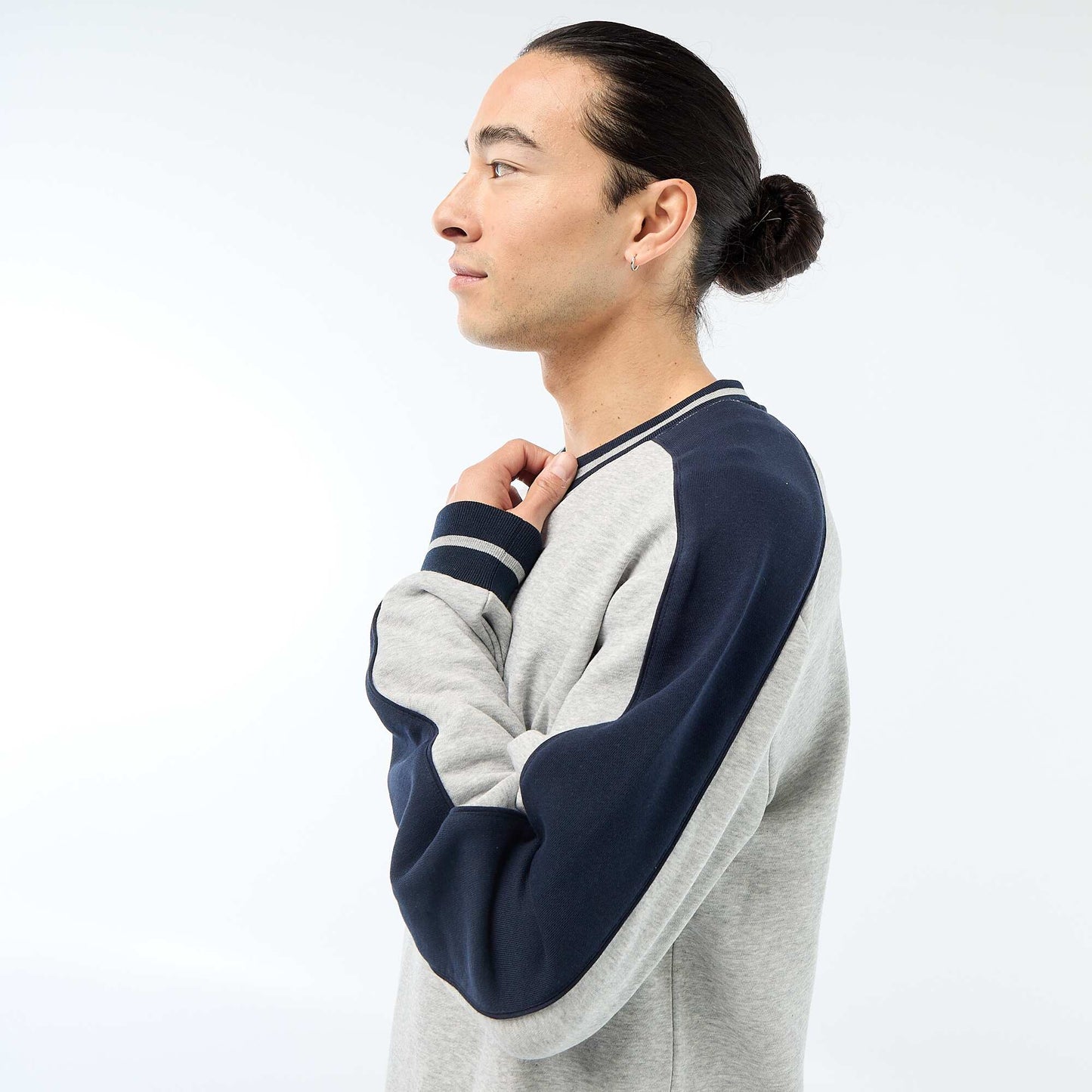 Sweat col V en french terry GRIS