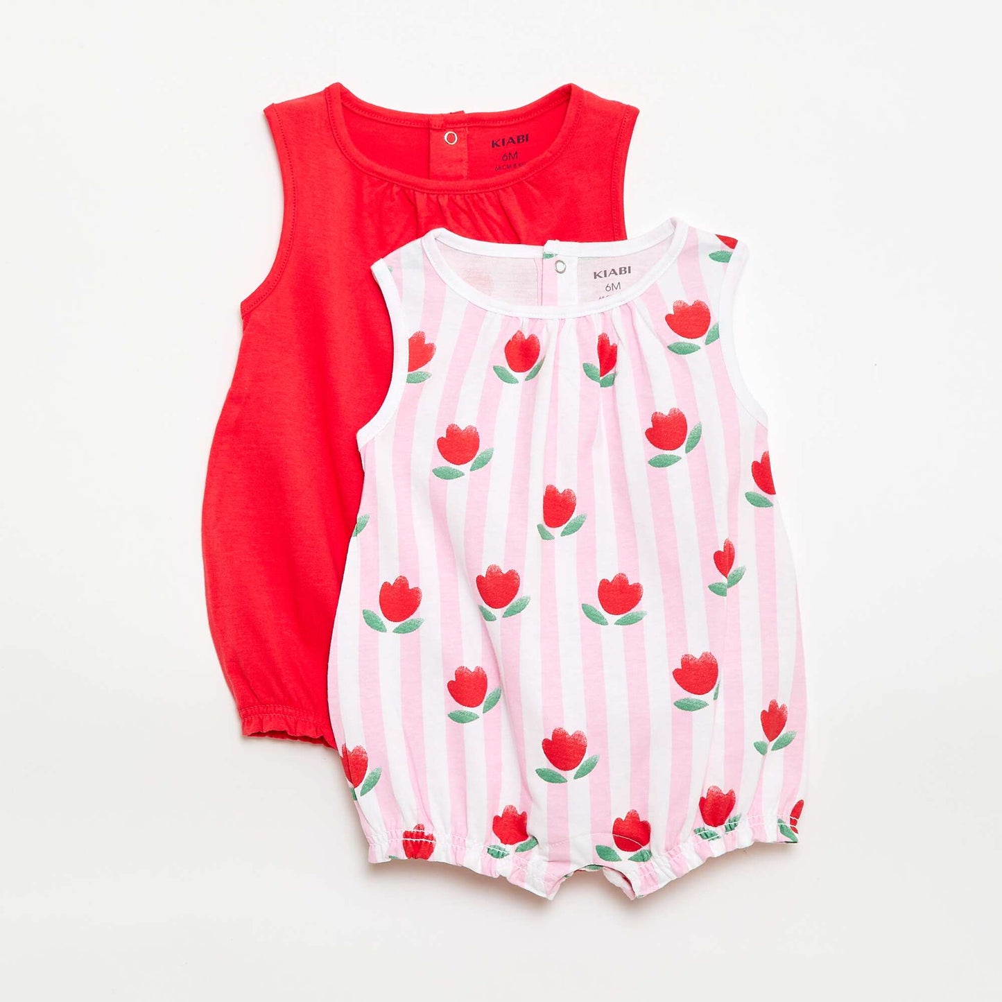 Lots de 2 barboteuses sans manches ROSE