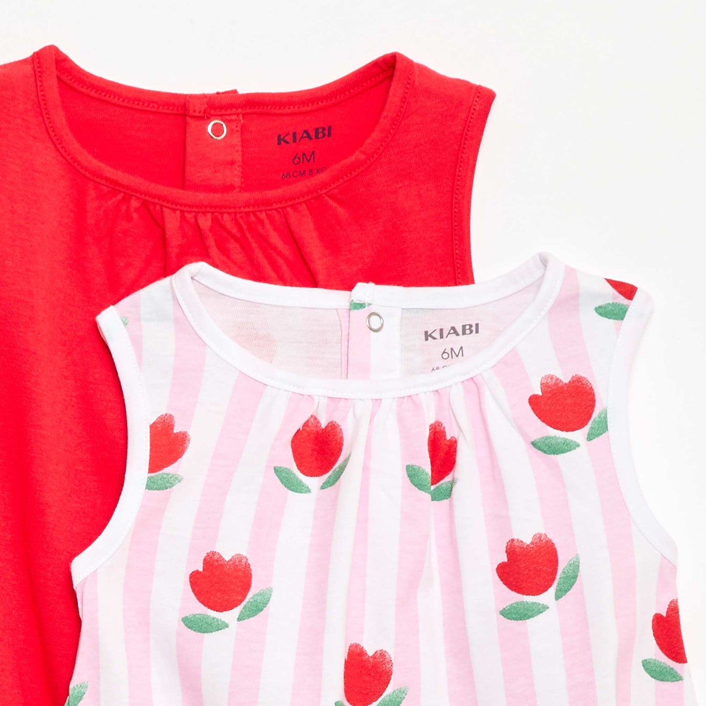 Lots de 2 barboteuses sans manches ROSE